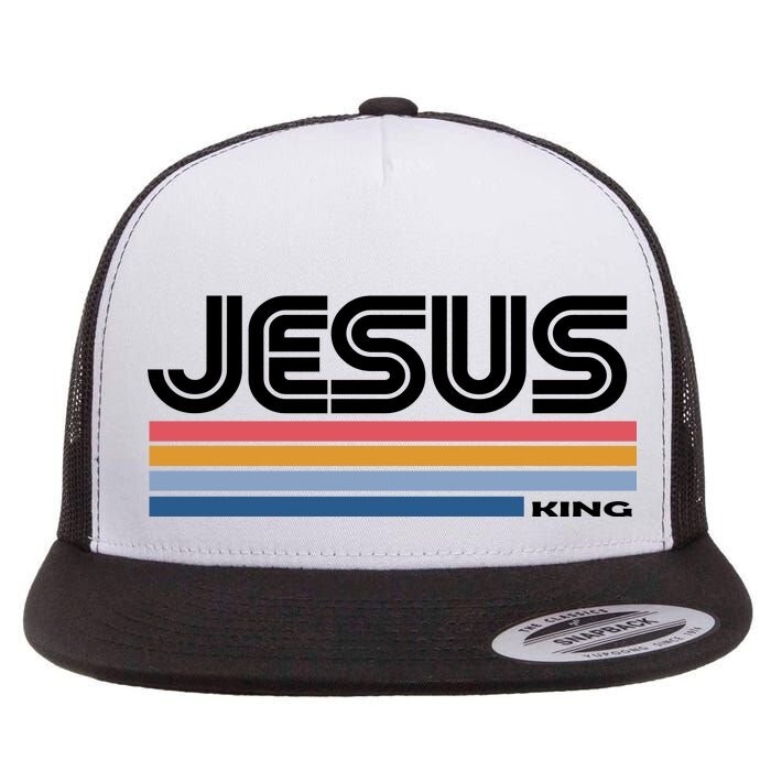 Retro Jesus King Christian Christ Flat Bill Snapback Adjustable Trucker Hat