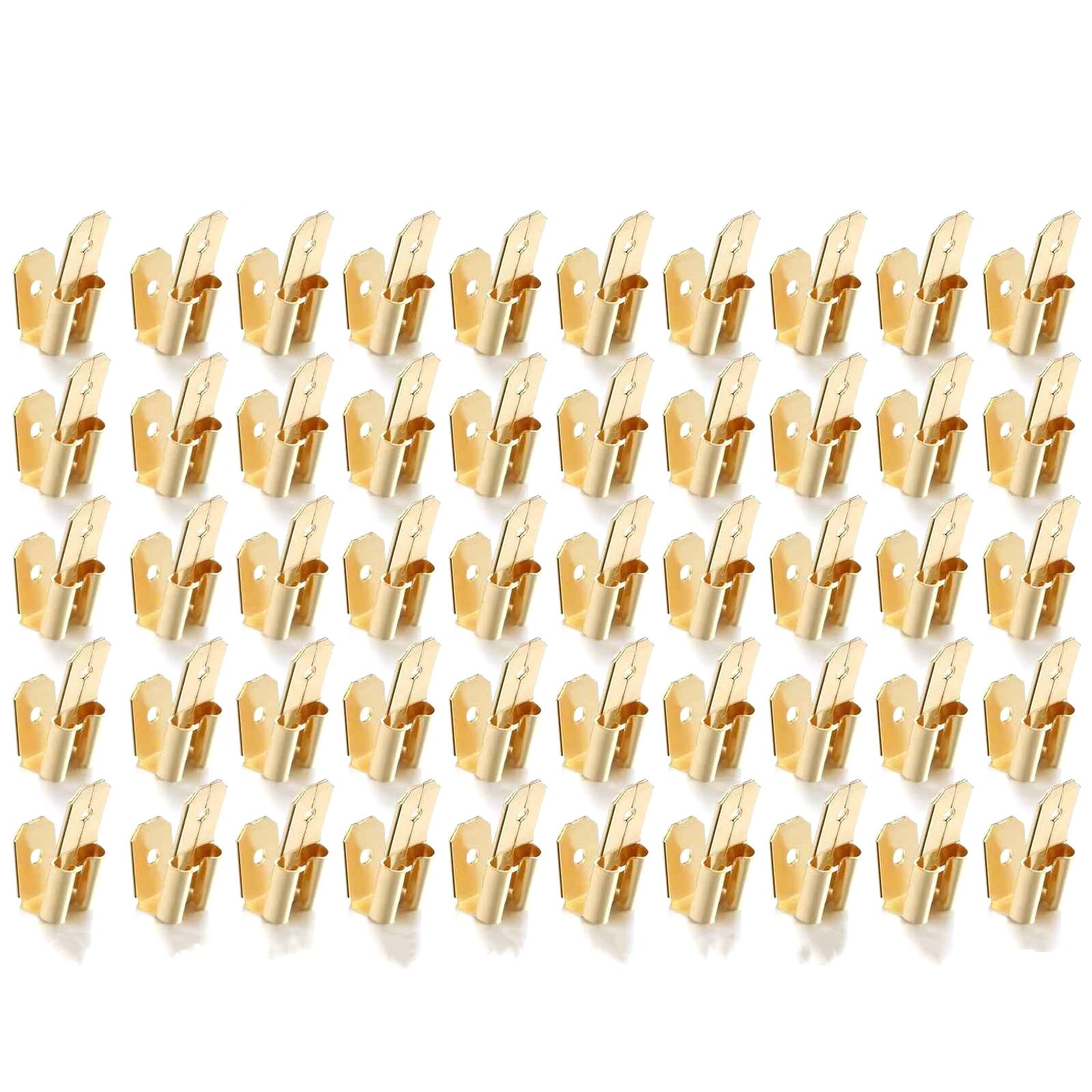 50PCS/Set Dual Male to Single Female Brass Piggyback Spade Connectors Kit
