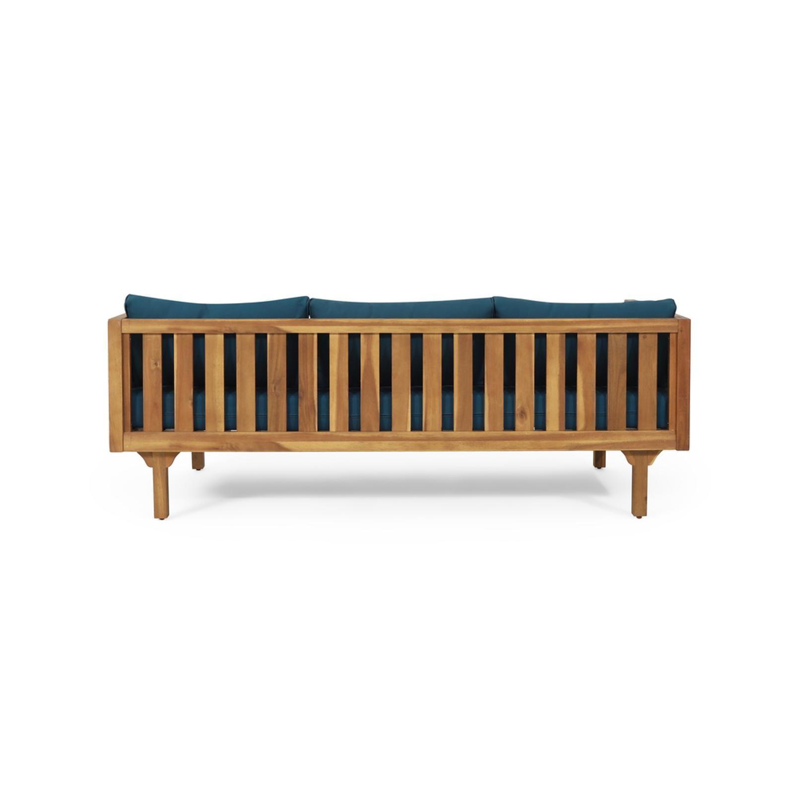 3 Seater Daybed - Premium Acacia Wood Frame with Water-Resistant Cushions,