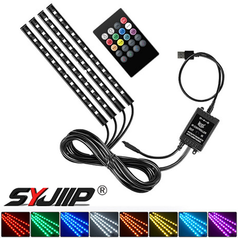 4pcs RGB Motorcycle ATV 36LED Neon Under Glow Accent Light Strip Music Control