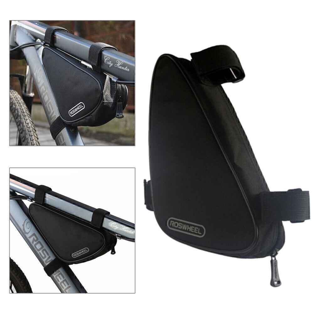 ROSWHEEL Triangle Cycling Bicycle Front Tube Frame Bag Mountain Bike Pouch Black
