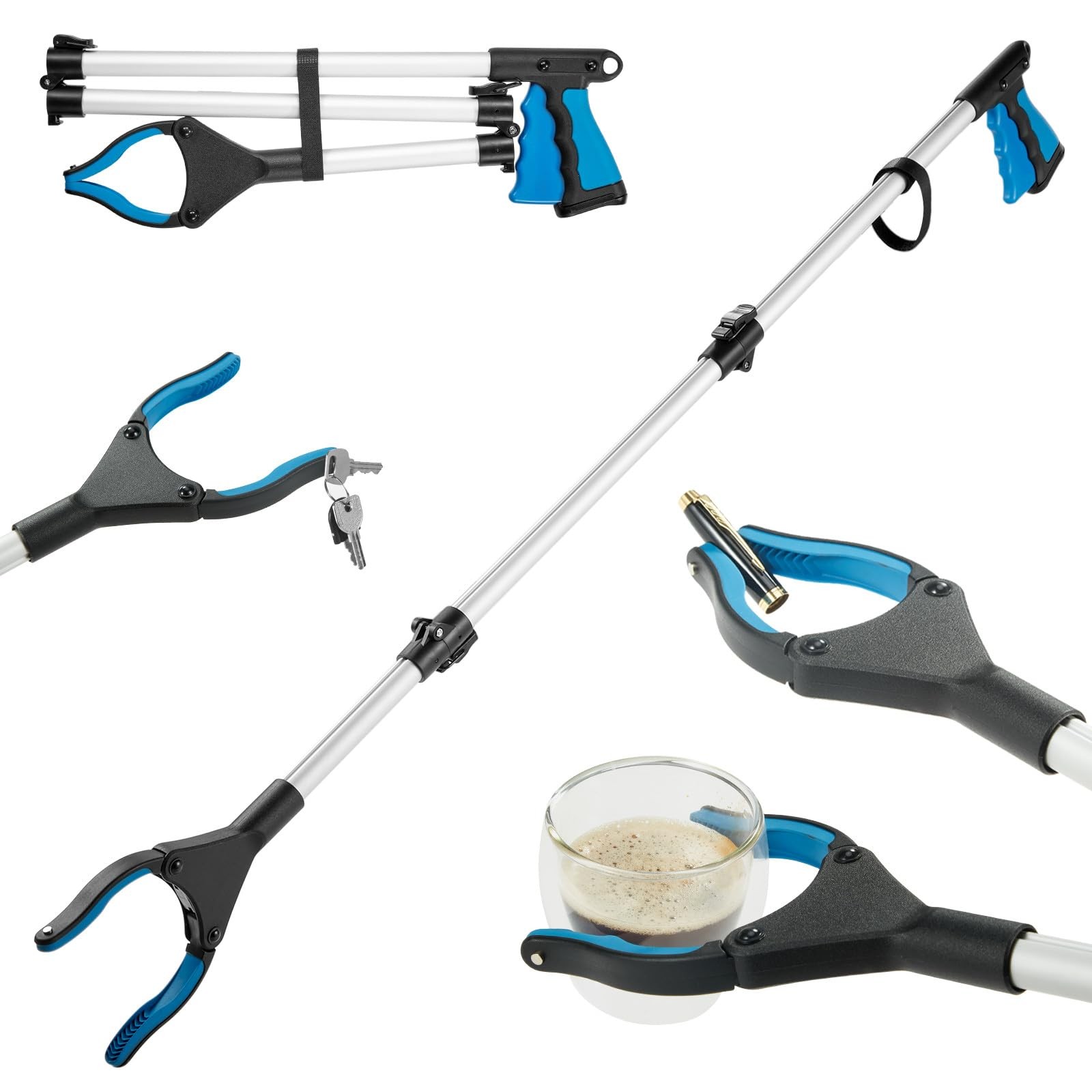43 Inch Extra Long Reacher Grabber - Foldable Gripper and Reaching Tool Wide Jaw
