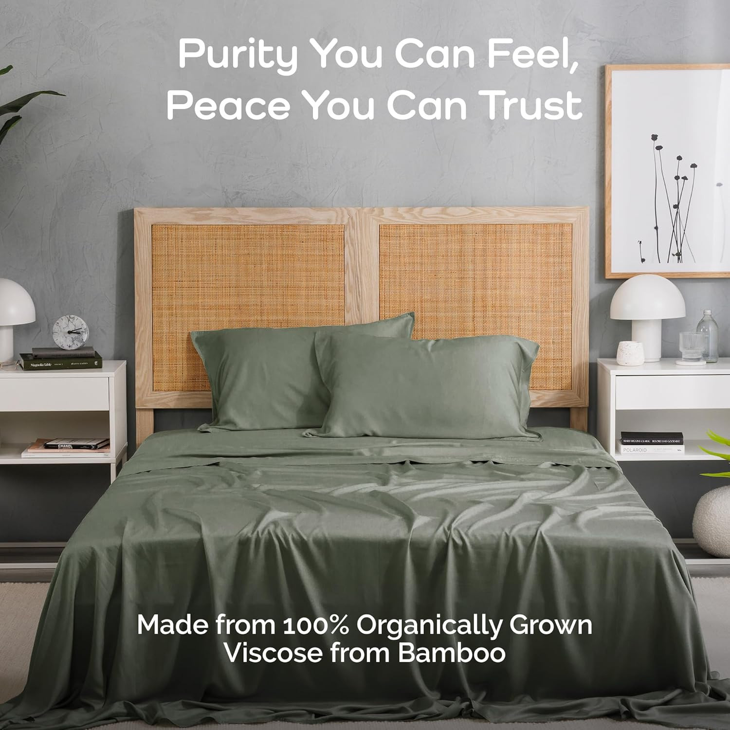 Cooling Bamboo Sheets Set with 2 King Pillowcases - Soft & Hypoallergenic