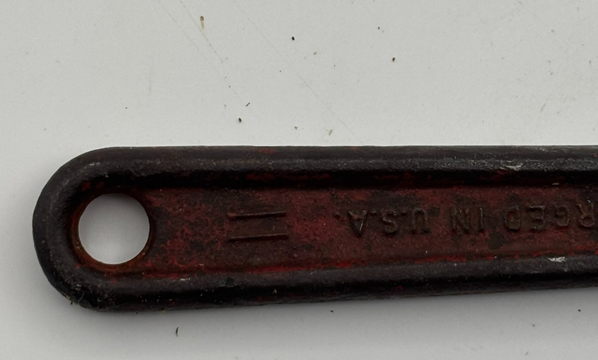 Antique Dunlap Adjustable Pipe Wrench Forged Steel Size 10” Vint. Plumbing Tool