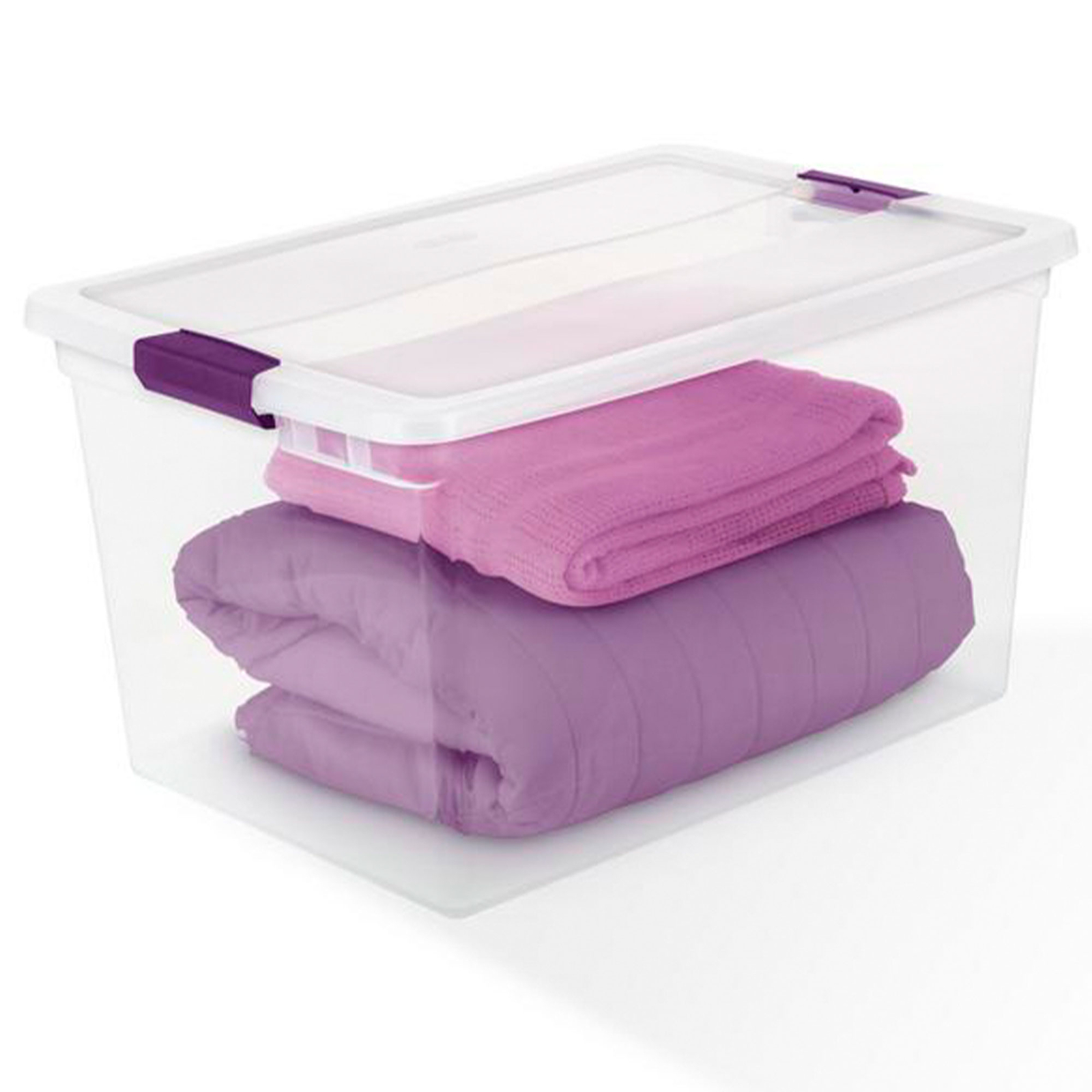 Sterilite 66 Quart Clear Plastic Latching Handle Storage Container Tote, 6 Pack