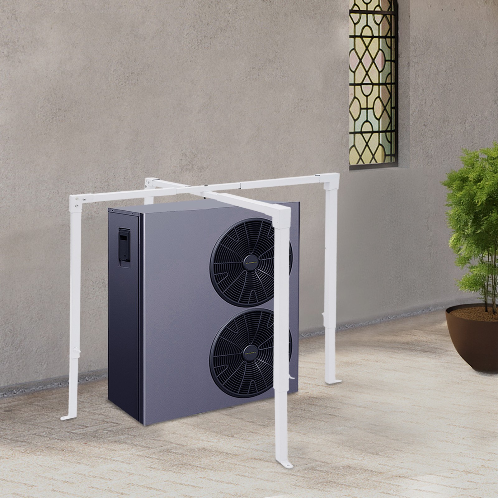 AC Security Cage Air Conditioner Cage Adjustable Air Conditioner Cage White
