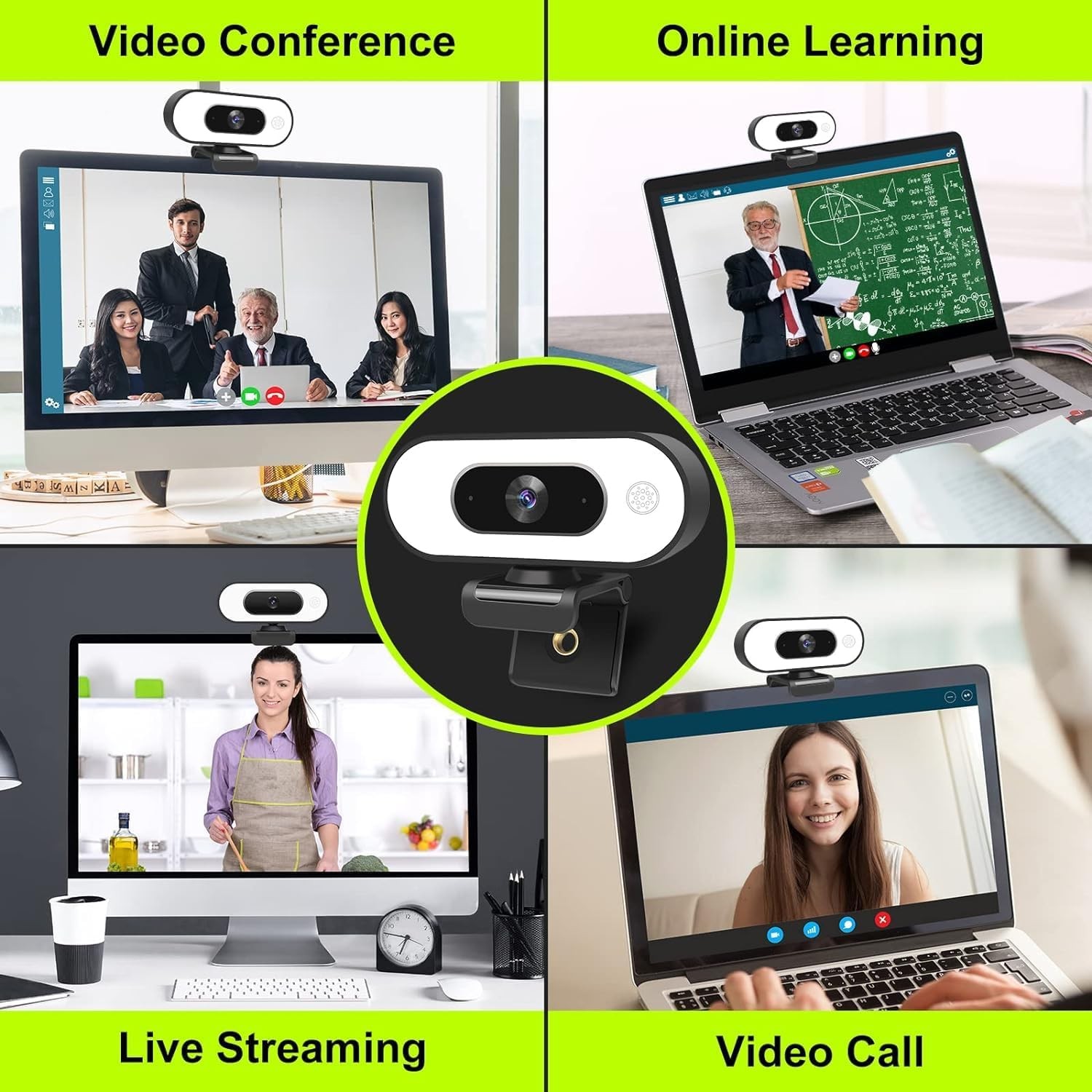 STREAMING CAMERA WITH MICROPHONE RING LIGHT 1080P Full Hd Computer PC Webcam