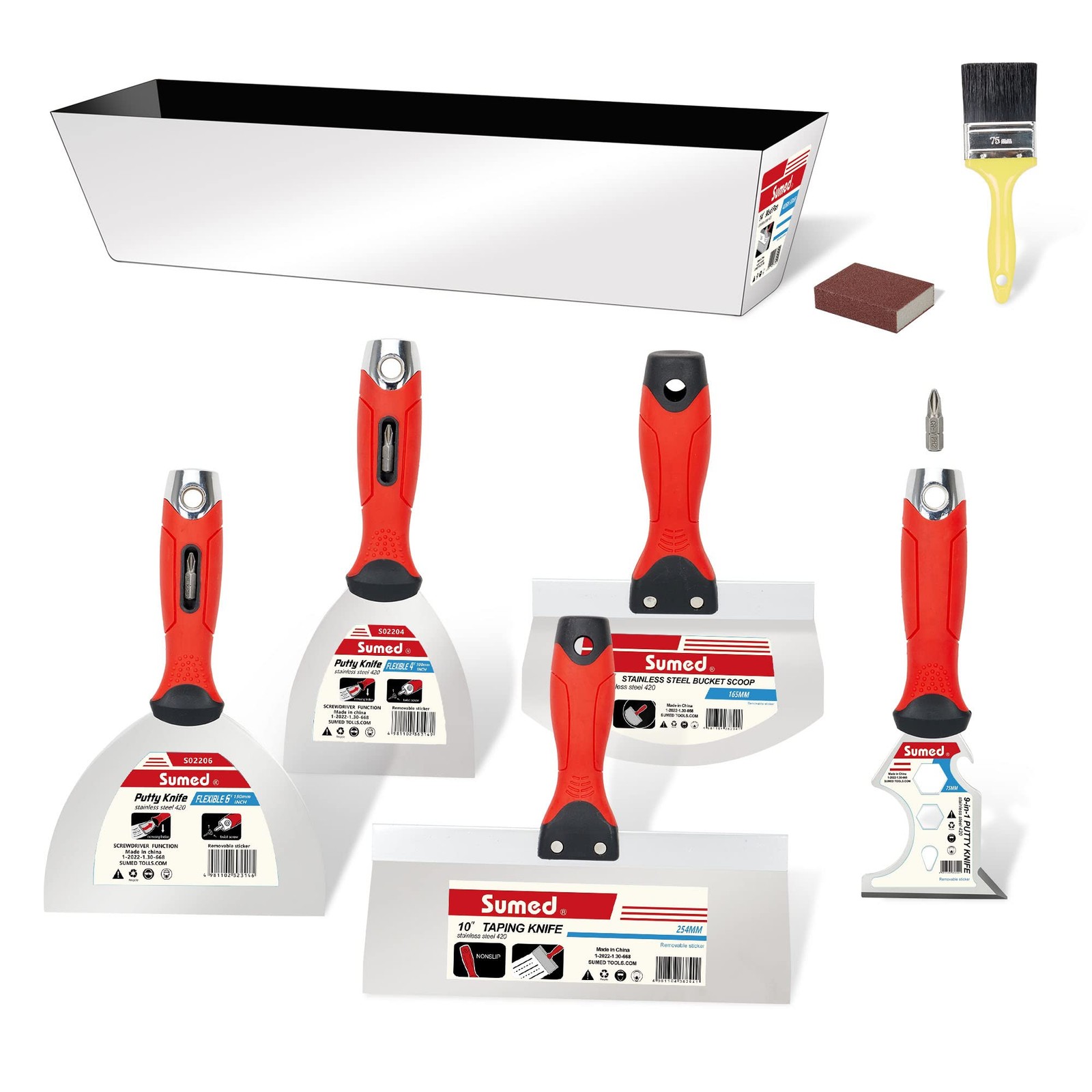 Drywall Tool Kit Putty Knife Set, 8PCS