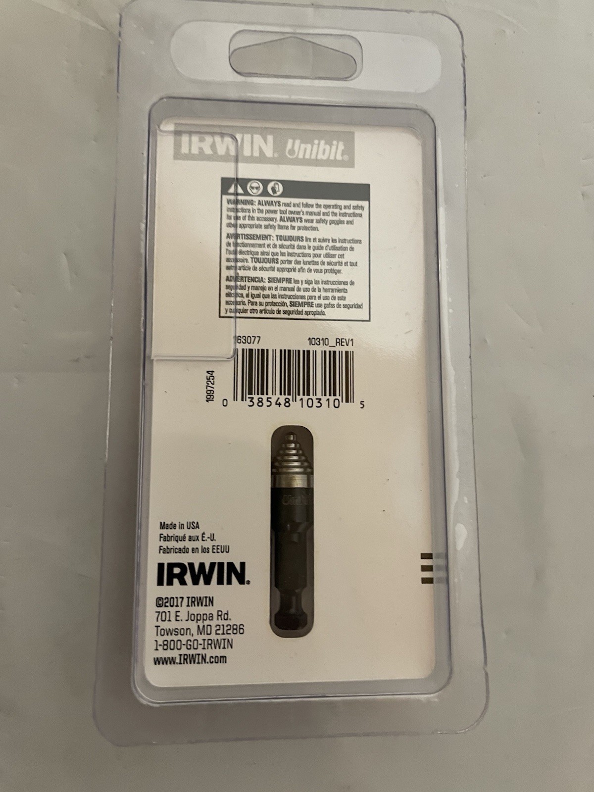 Irwin Unibit #10 (1/2”) Speed Point 10310