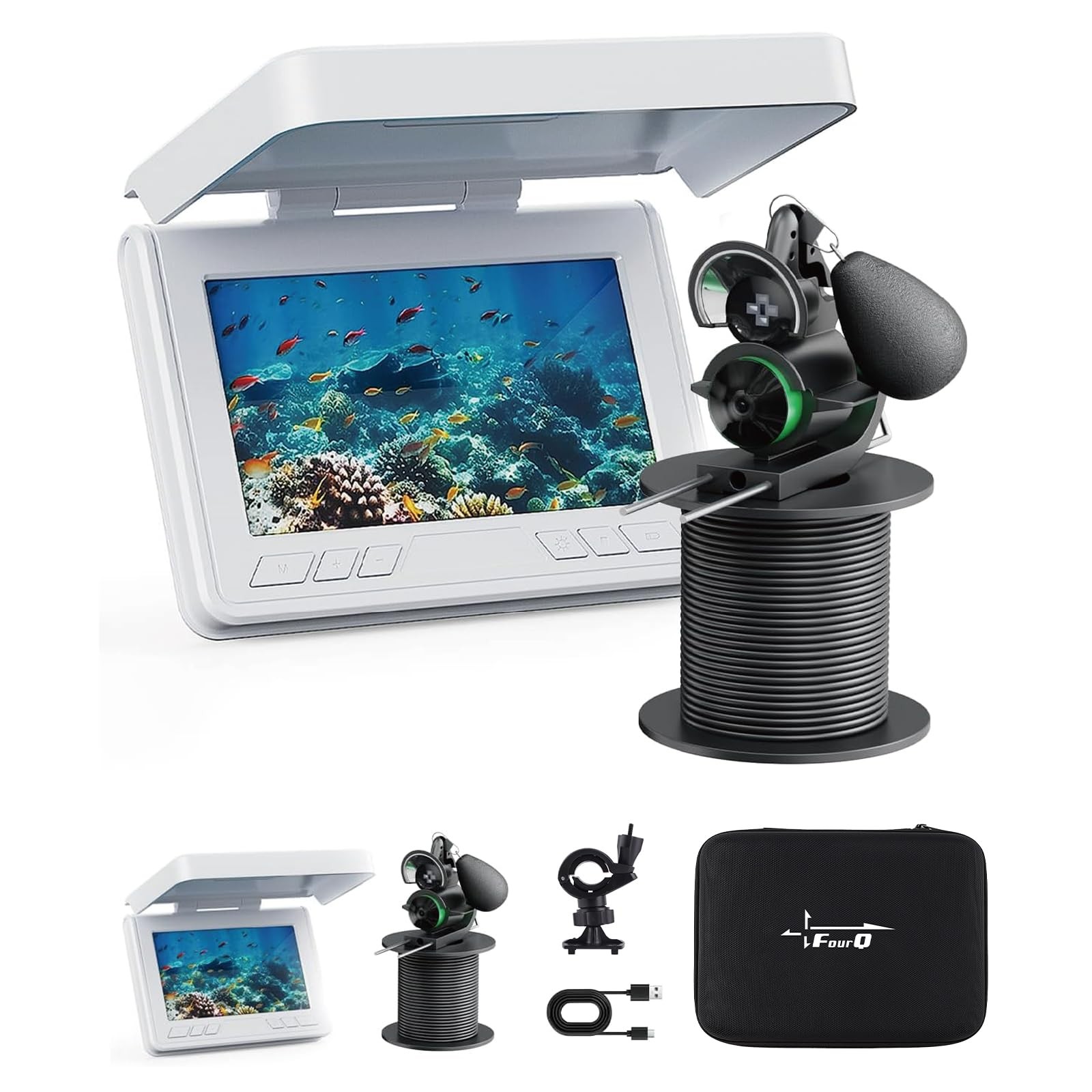 Underwater Fishing Camera, 220° UltraWide Angle Video Fish Finder with 4.3" H...