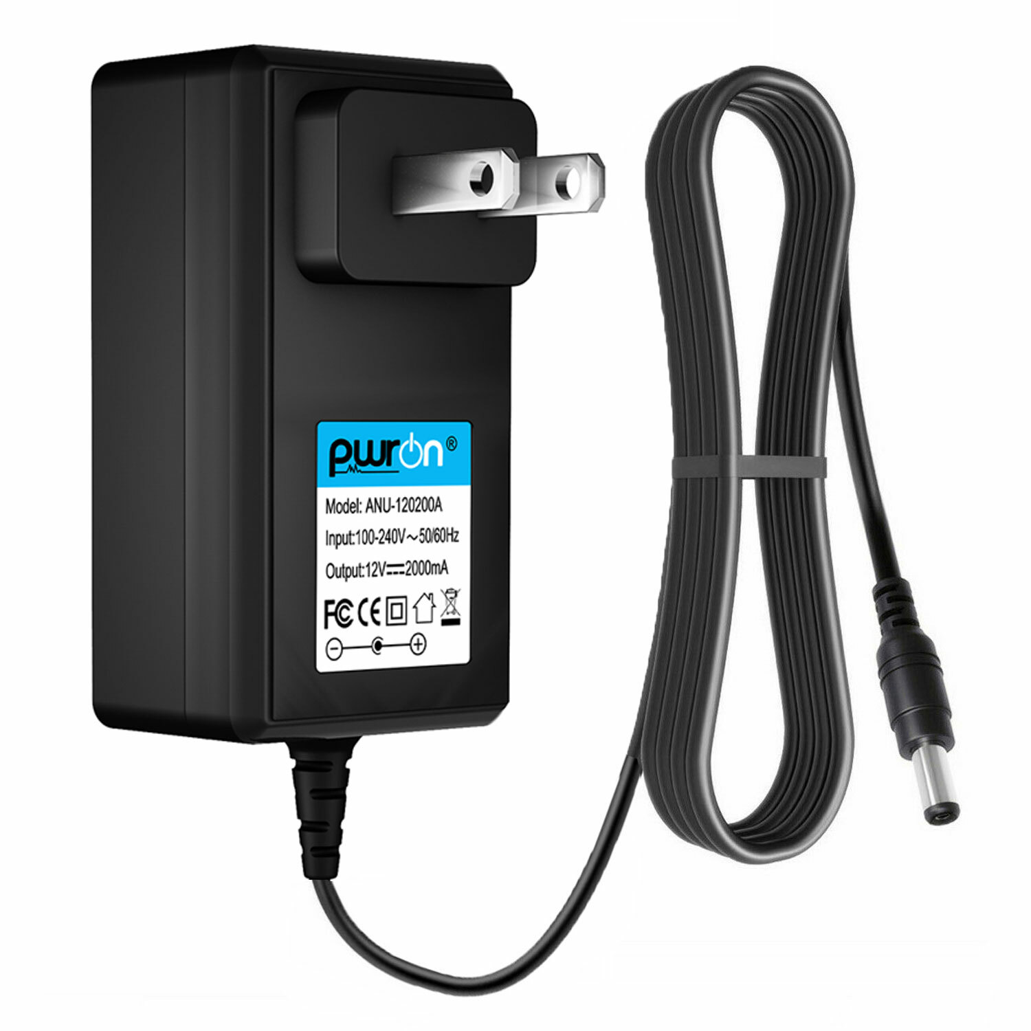 PwrON 12V 1800mA 1.8A UP to 2000mA 2A AC Adapter DC Power Supply 5.5mm x 2.5mm