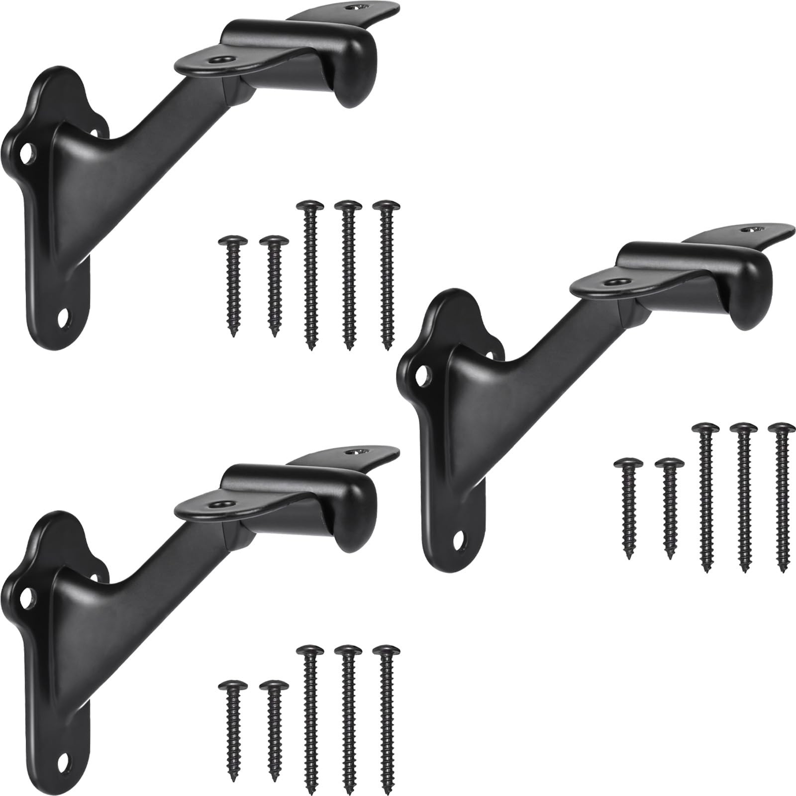 RealPlus Handrail Stair Brackets 3pcs Heavy Duty Hand Rail Matte Black