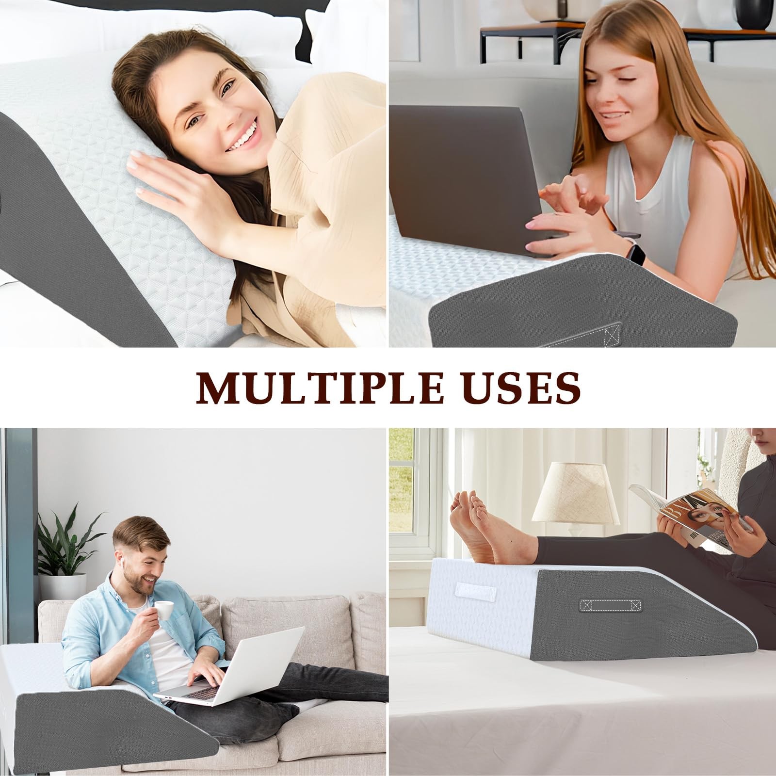 10" Leg Elevation Pillows Memory Foam Leg Support Bed Wedge Pillow Leg Elevat...