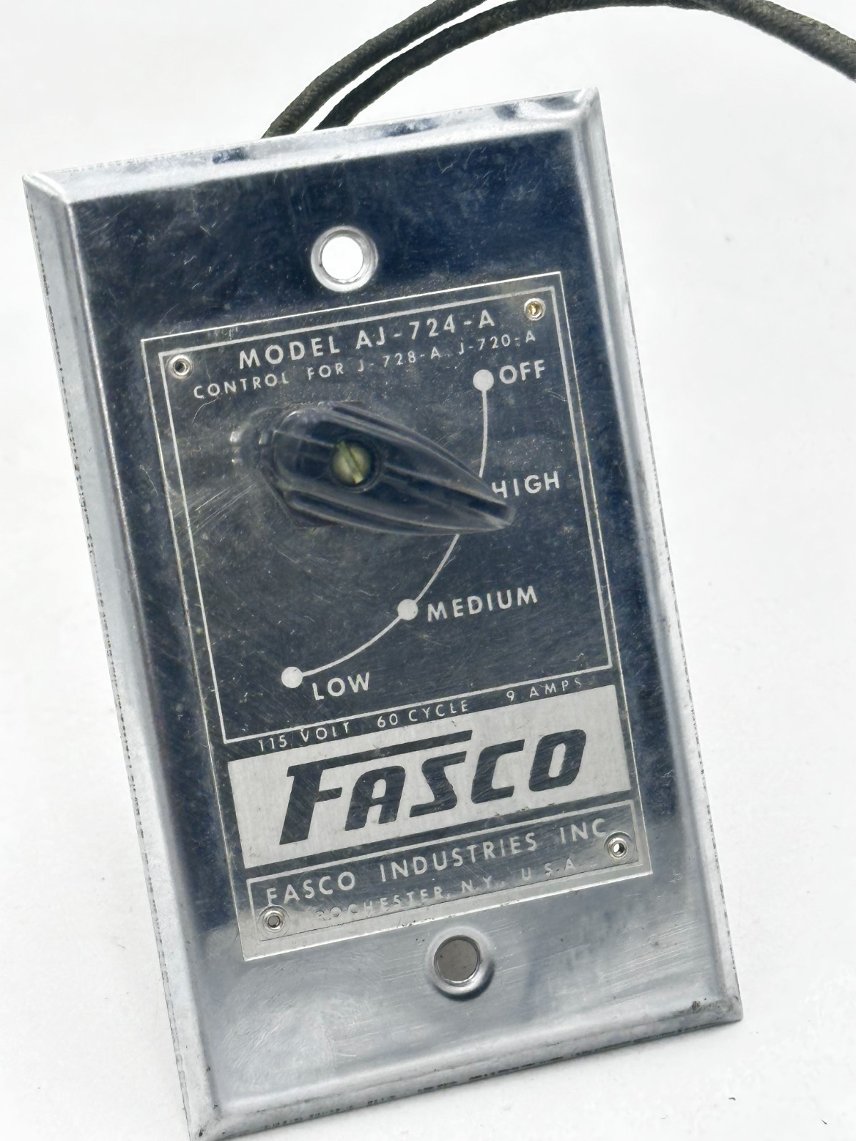 VTG Fasco AJ-724-A Control Switch 115-V 60-Cycles 9 Amps for J-728-A & J-720-A