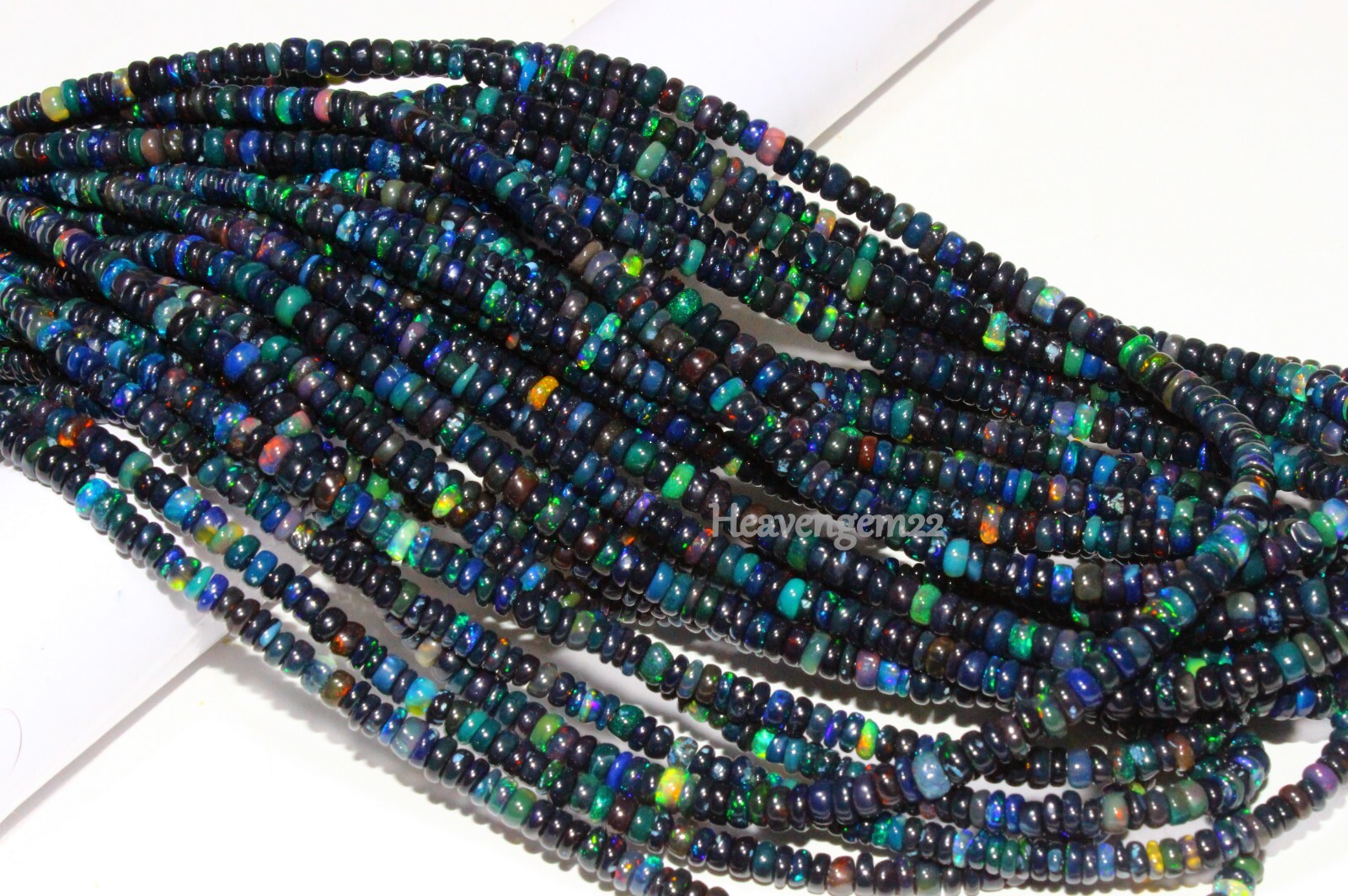 AAA Ethiopian Black Opal Smooth Rondelle Gemstone Beads Jewelry Making