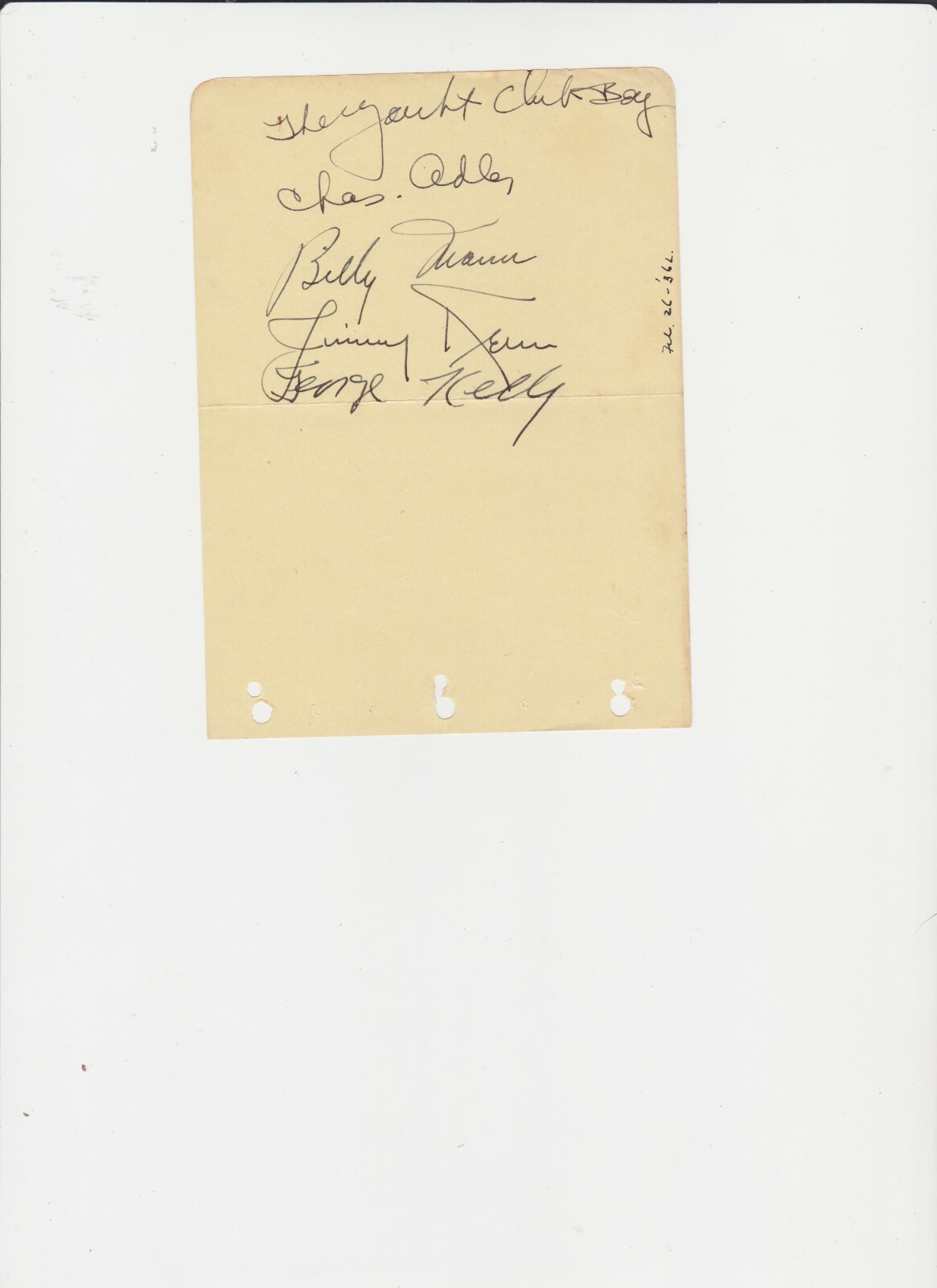 THE YACHT CLUB BOYS 4 AUTOGRAPHS ON ALBUM PAGE CHARLES ADLER,JIMMY KERN