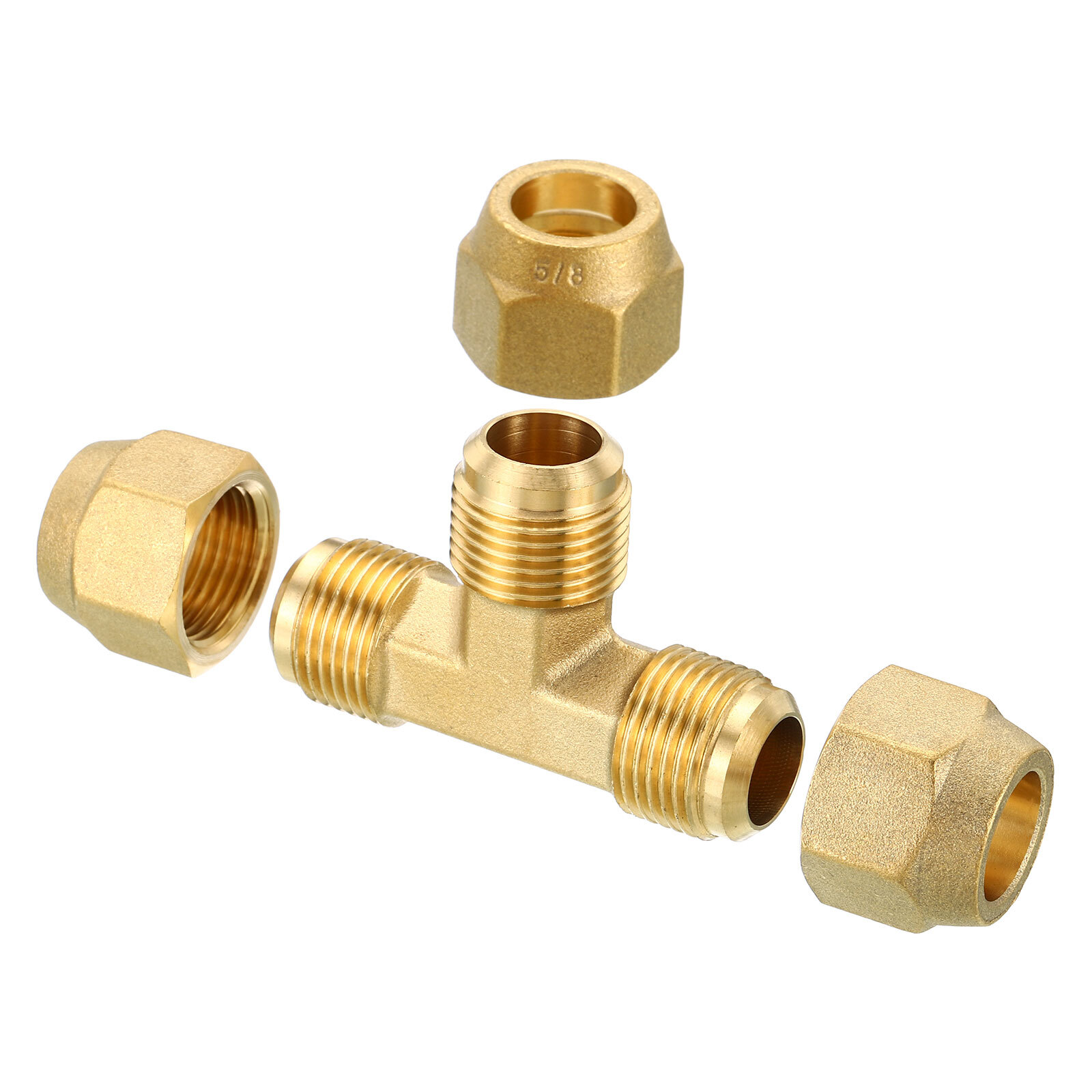 Brass Fitting Flare Tee Tube Fitting with Nut 5/8" x 5/8" x 5/8"