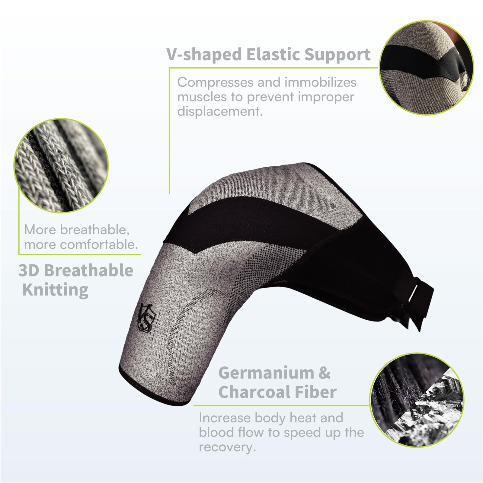 Vital Salveo Shoulder Brace Compression Sleeve Wrap with Support and Stabilit...