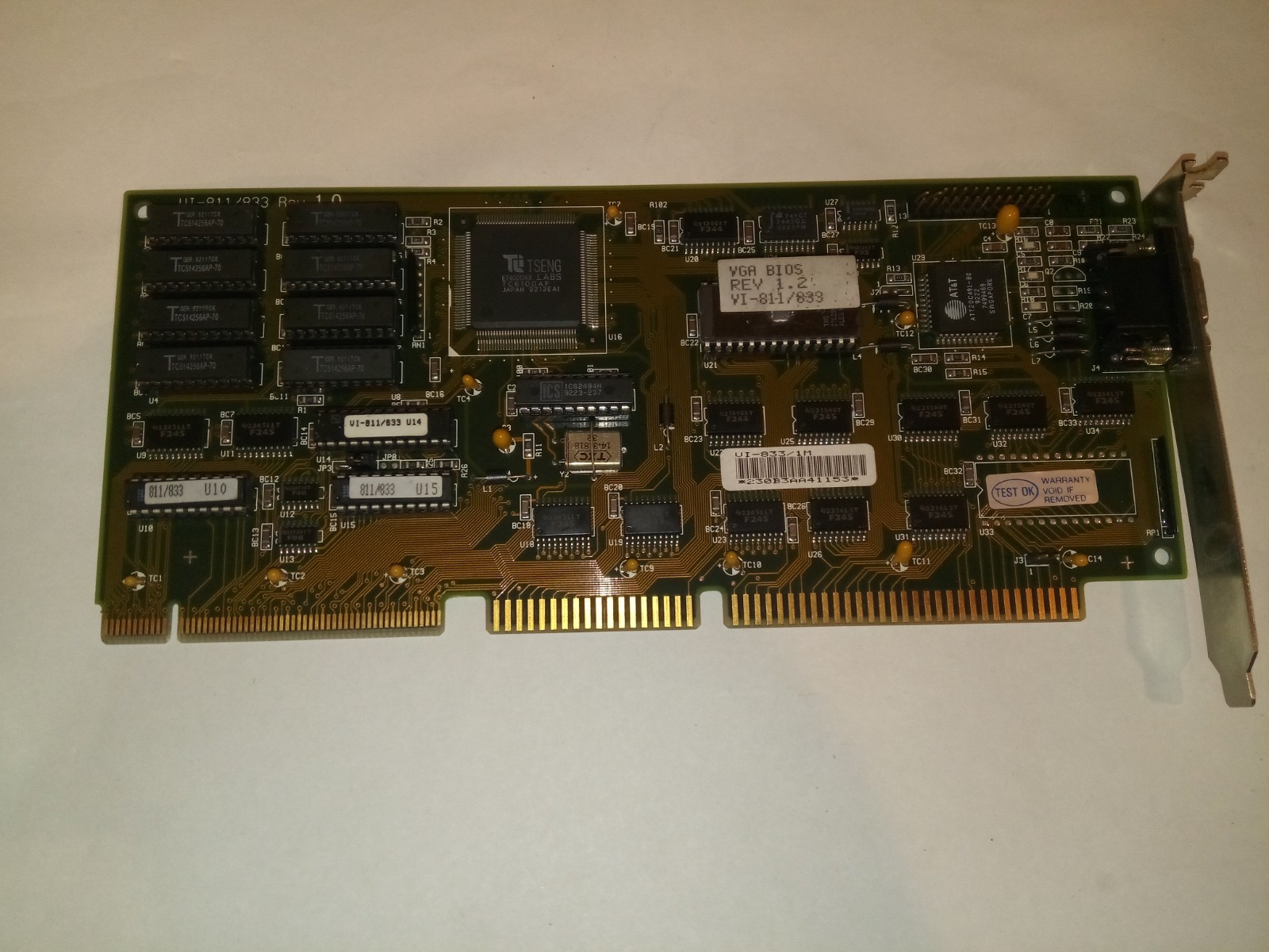 TSENG LABS VLB ET4000AX VIDEO CARD VI-811/833 REV.1.0 VI-833/1M