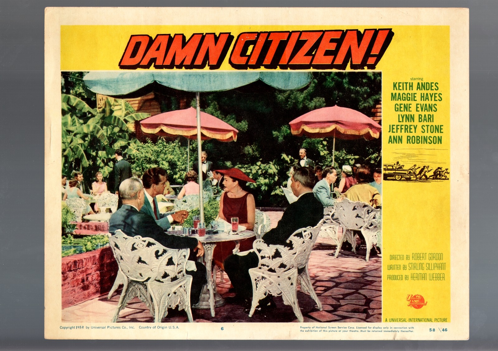 DAMN CITIZEN-1958-LOBBY CARD-FN-DRAMA-KEITH ANDES FN