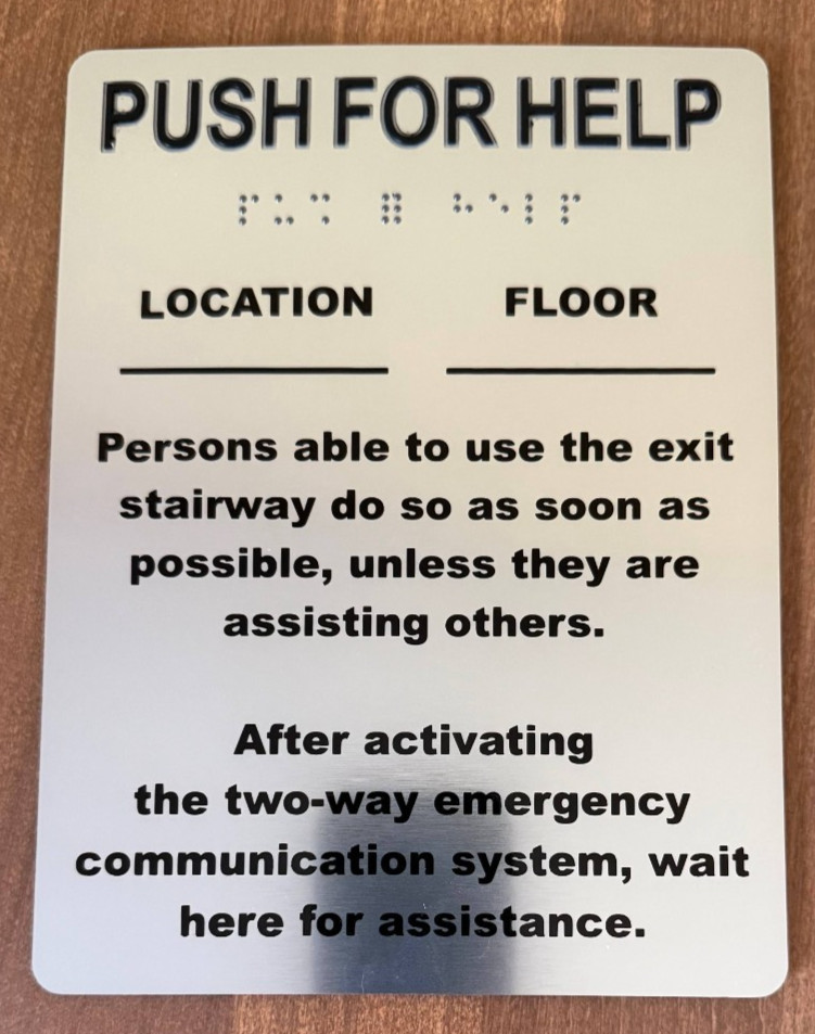 Rath Communications 7049SS Push For Help Tactile Braille Wall Sign