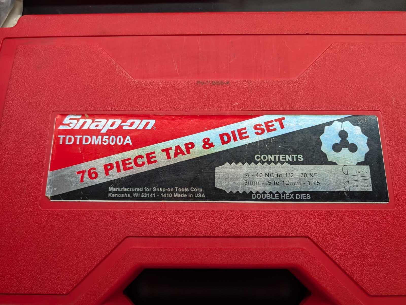 Snap-on TDTDM500A 76-Piece SAE & Metric Tap and Die Set – Brand New