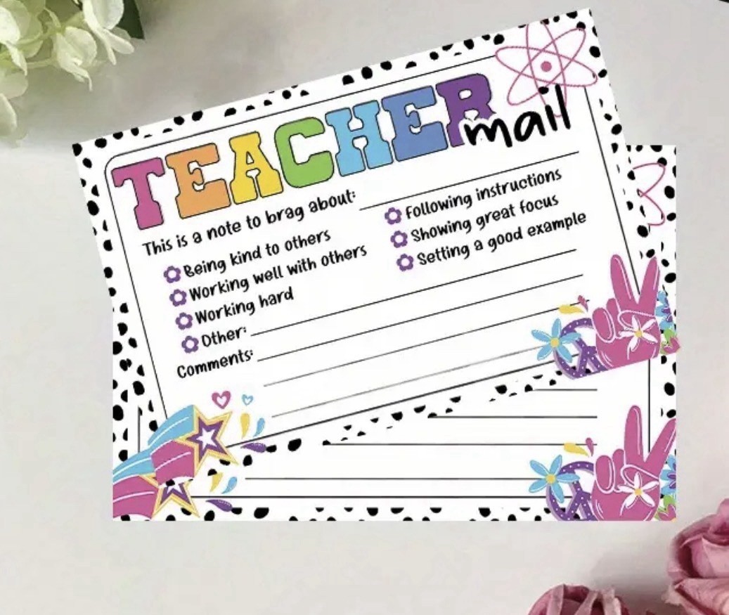 Backto Scho Teacher Mail Incentive Cards Note to Parents, Preschool, Elementary