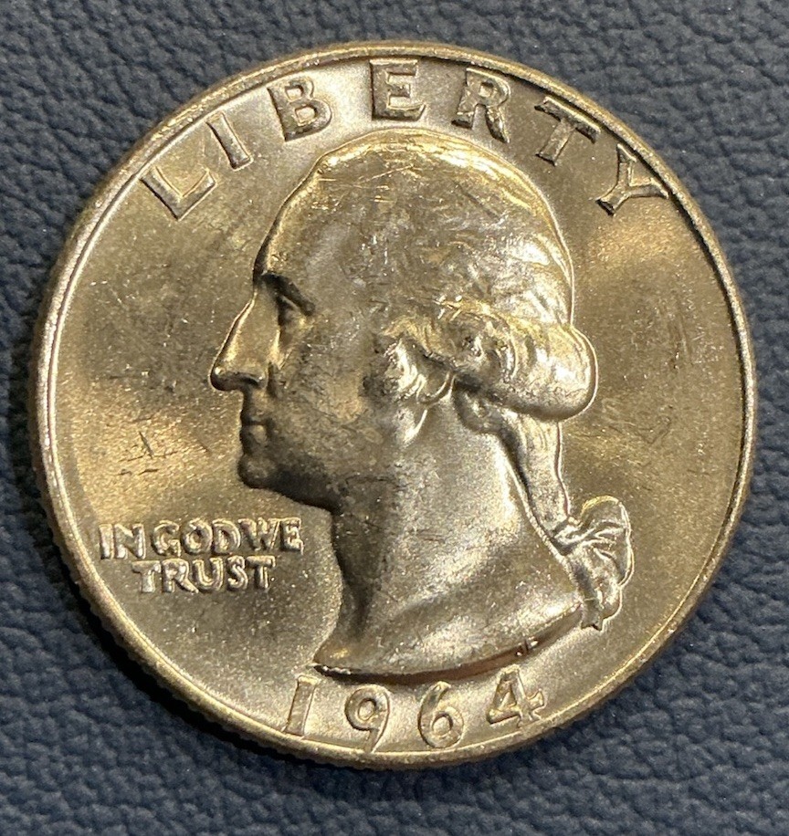 1964 D Washington Quarter – 90% Silver Coin - Brilliant Uncirculated Silver