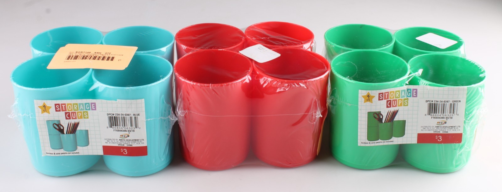 4 Pack Plastic Pen Holder Cups Desk Organizers Storage Clasroom New YOU PICK!
