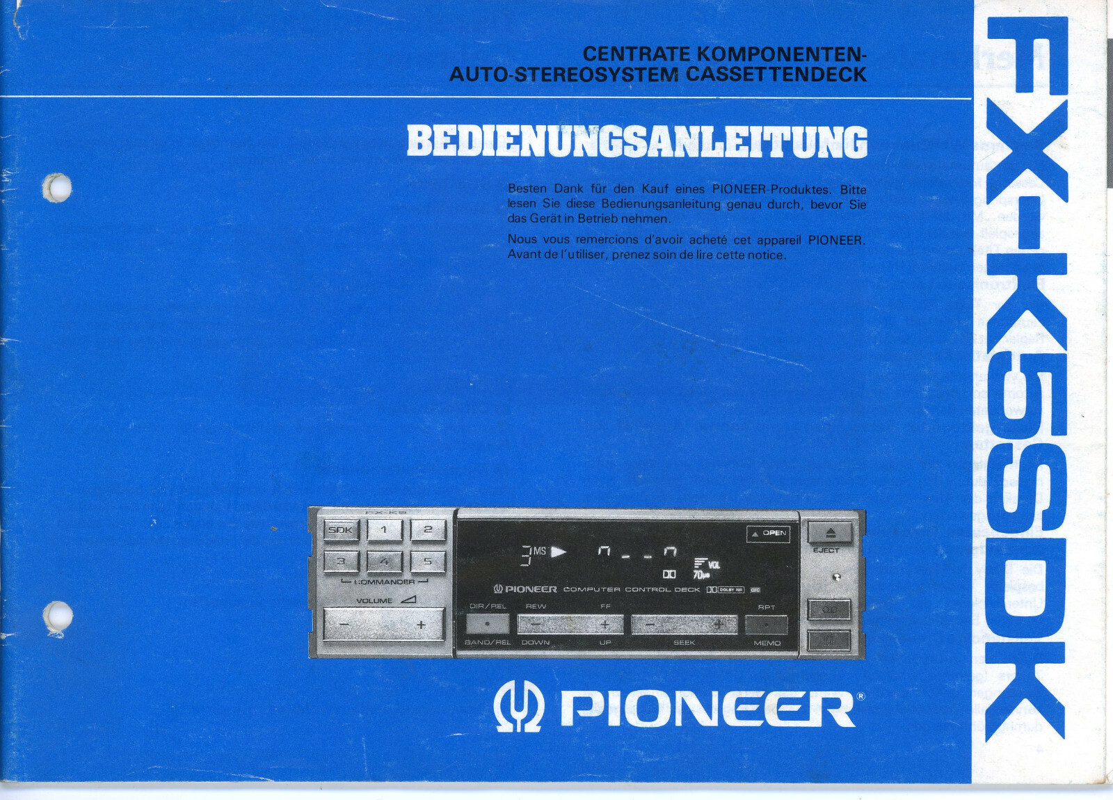 PIONEER Ownwer's Manual Component Car Stereo Centrate Series,kex,kpx,Dex,Cdx
