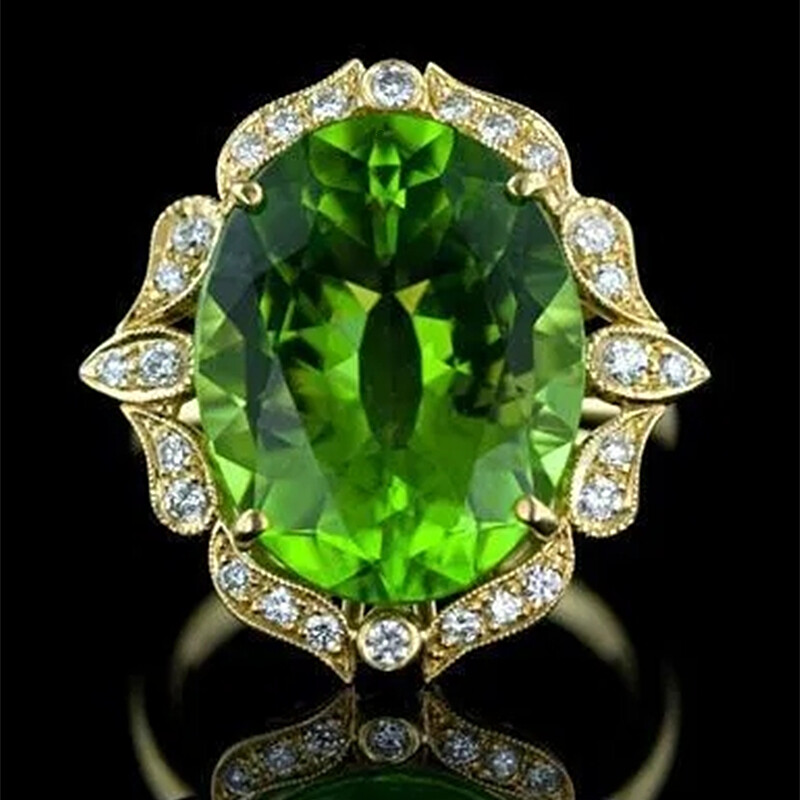 18k Yellow Gold Plated Rings Gorgeous Oval Cut Zricon Women Jewelry Size 6-10