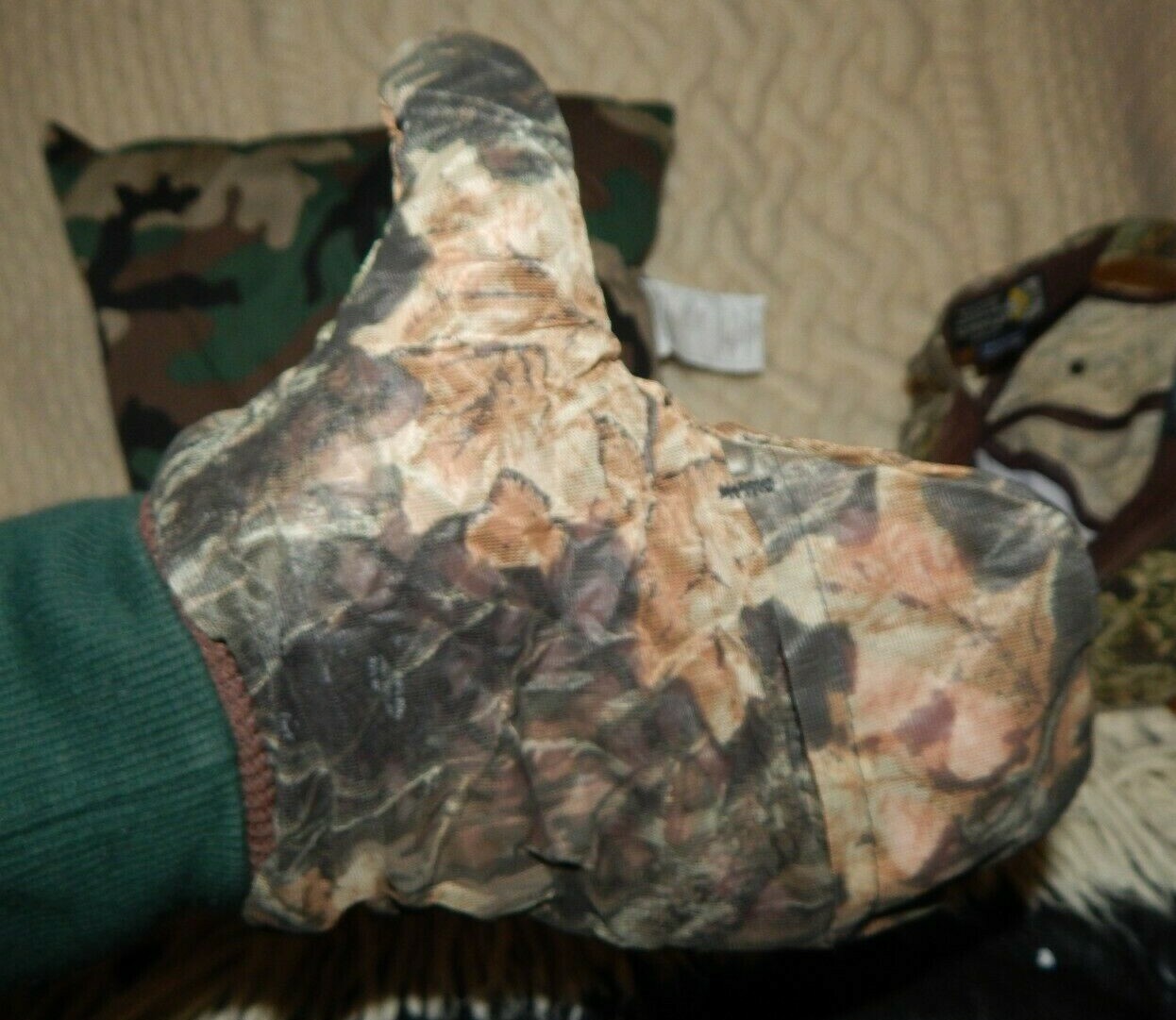 REDUCED!!! Goodyear Camouflage Hat Gloves Pillow Hunting Fishing Camping