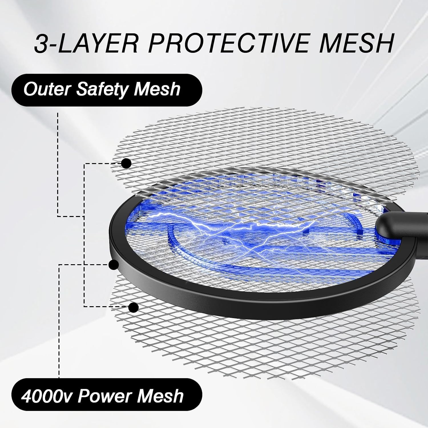 2 Mode Electric Fly Zapper Racket, USB Rechargeable - 2 Pack