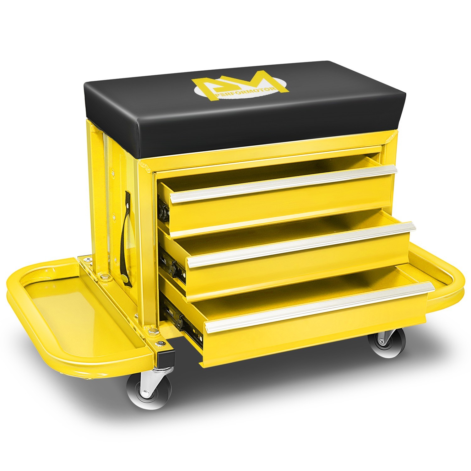 12x 7.87x 2.36 350lbs Capacity 2-IN-1 Mechanics Roller Seat Yellow Work Cabinet