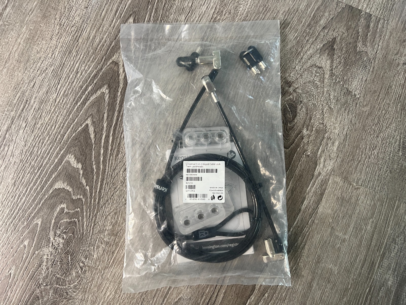 Kensington Universal 3-in-1 Keyed Cable Lock - Twin Lockheads (K63380WW)