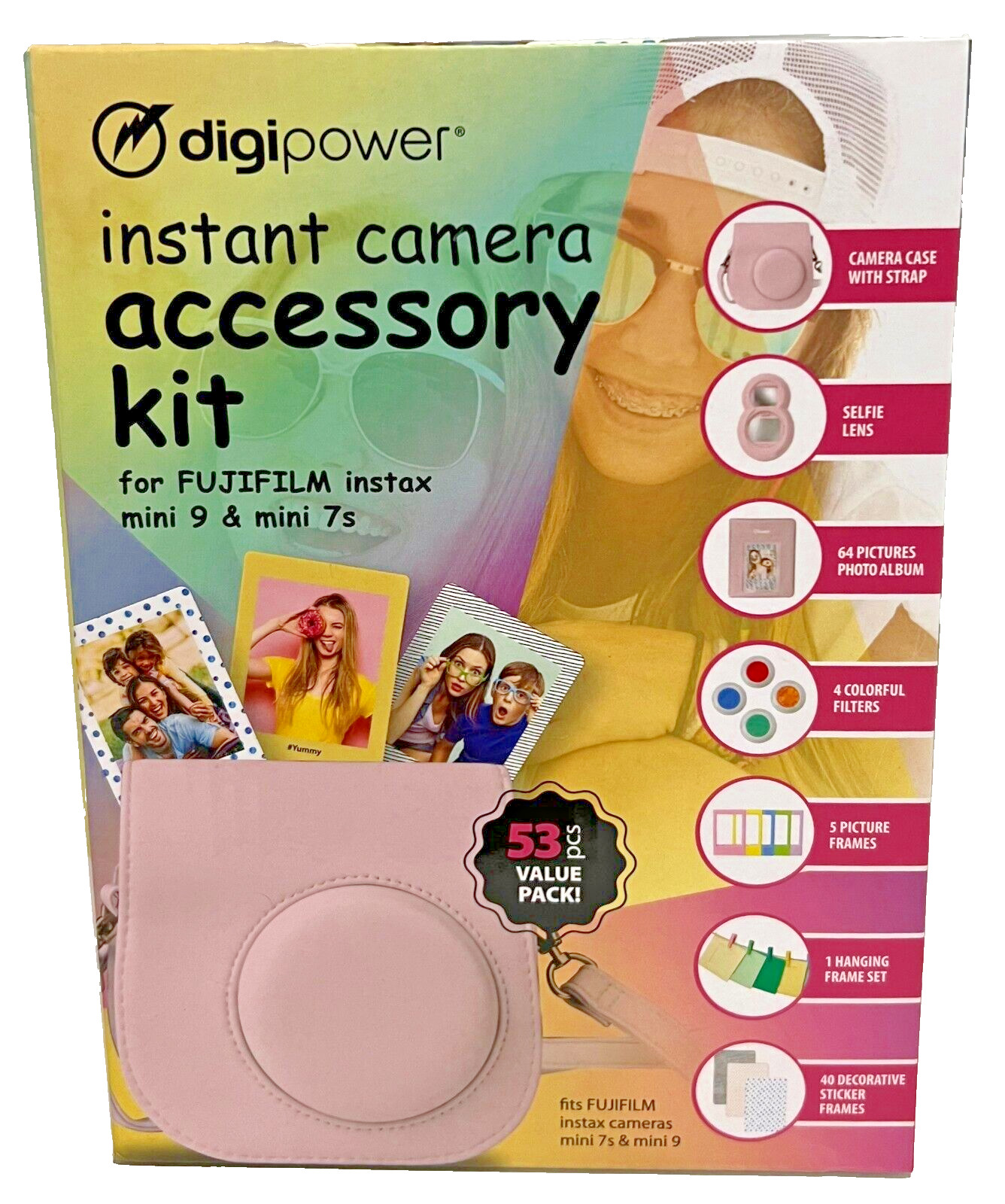 Digipower Instant Camera 53 pc Accessory Kit for FujiFilm Instax Mini 9 & 7s NEW