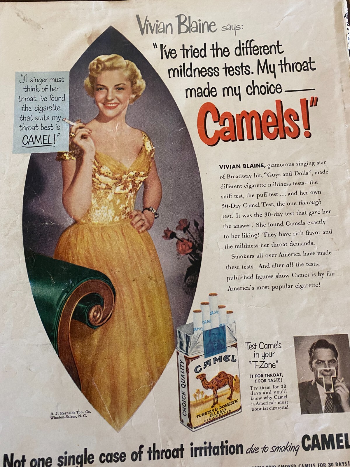 Vivian Blaine, Camel Cigarettes, Full Page Vintage Print Ad
