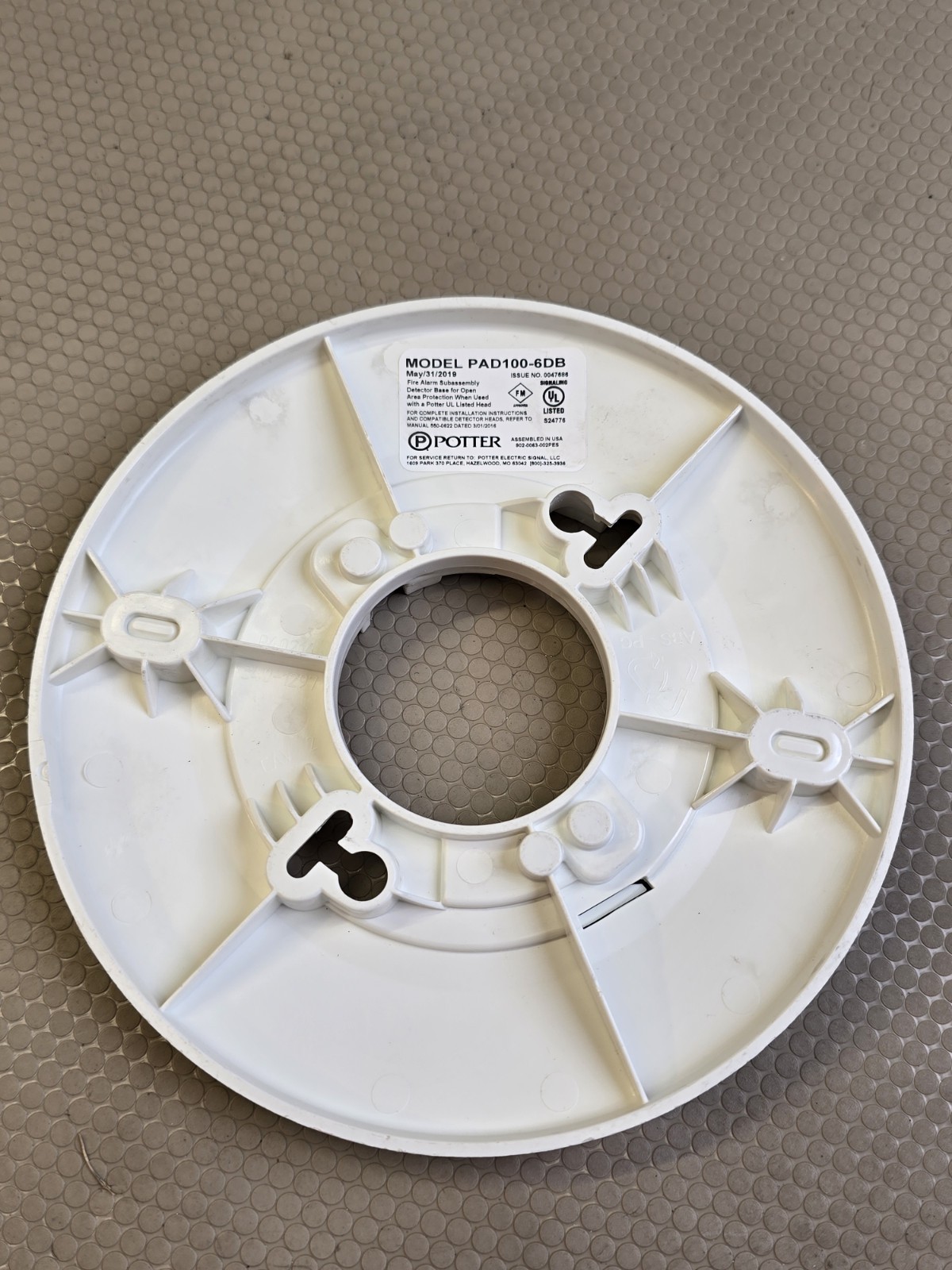 Potter PAD100-6DB 6" Detector Base