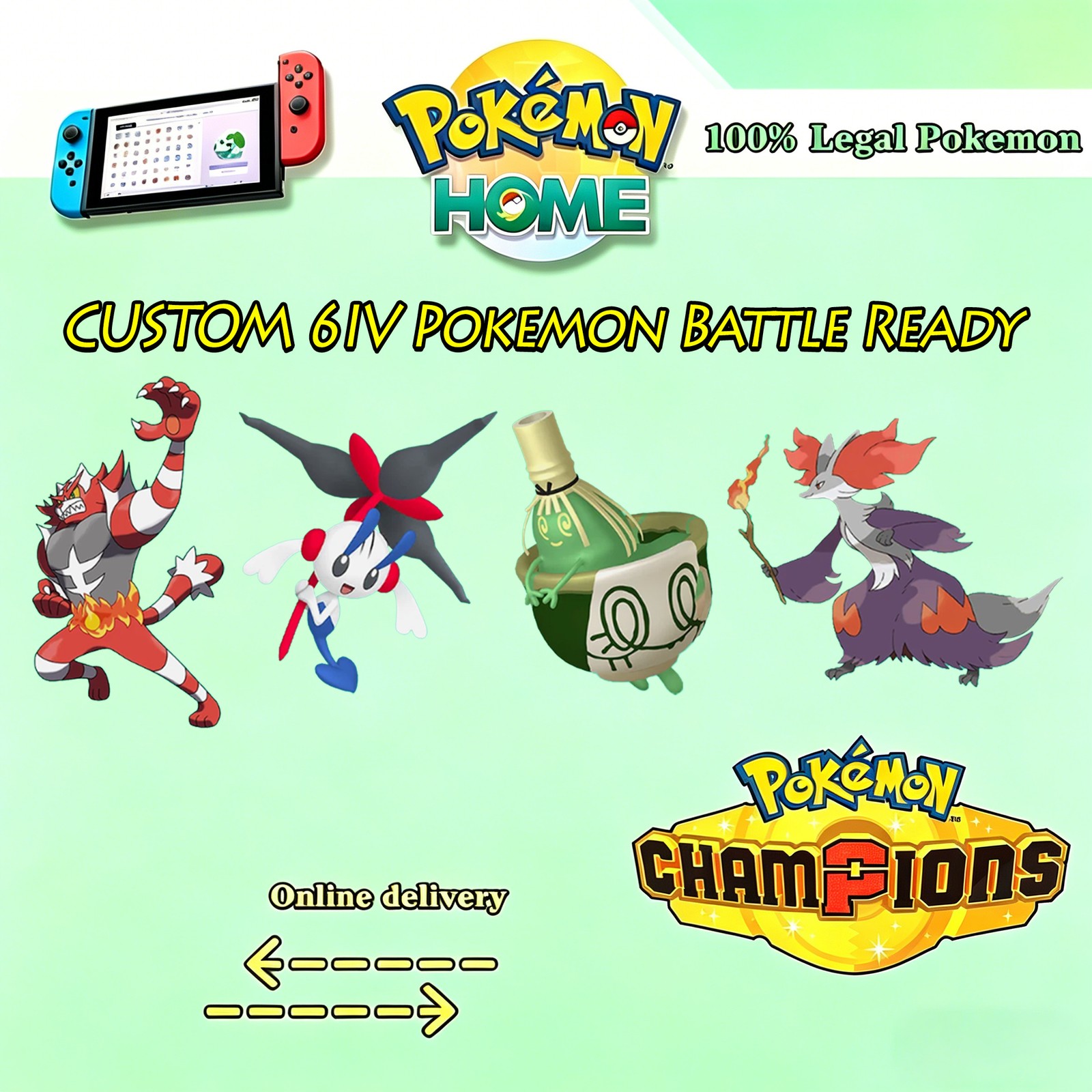 ✨POKEMON HOME✨Pokemon Champion✨6IV Shiny Pokemon Battle Ready⚡ Online Delivery