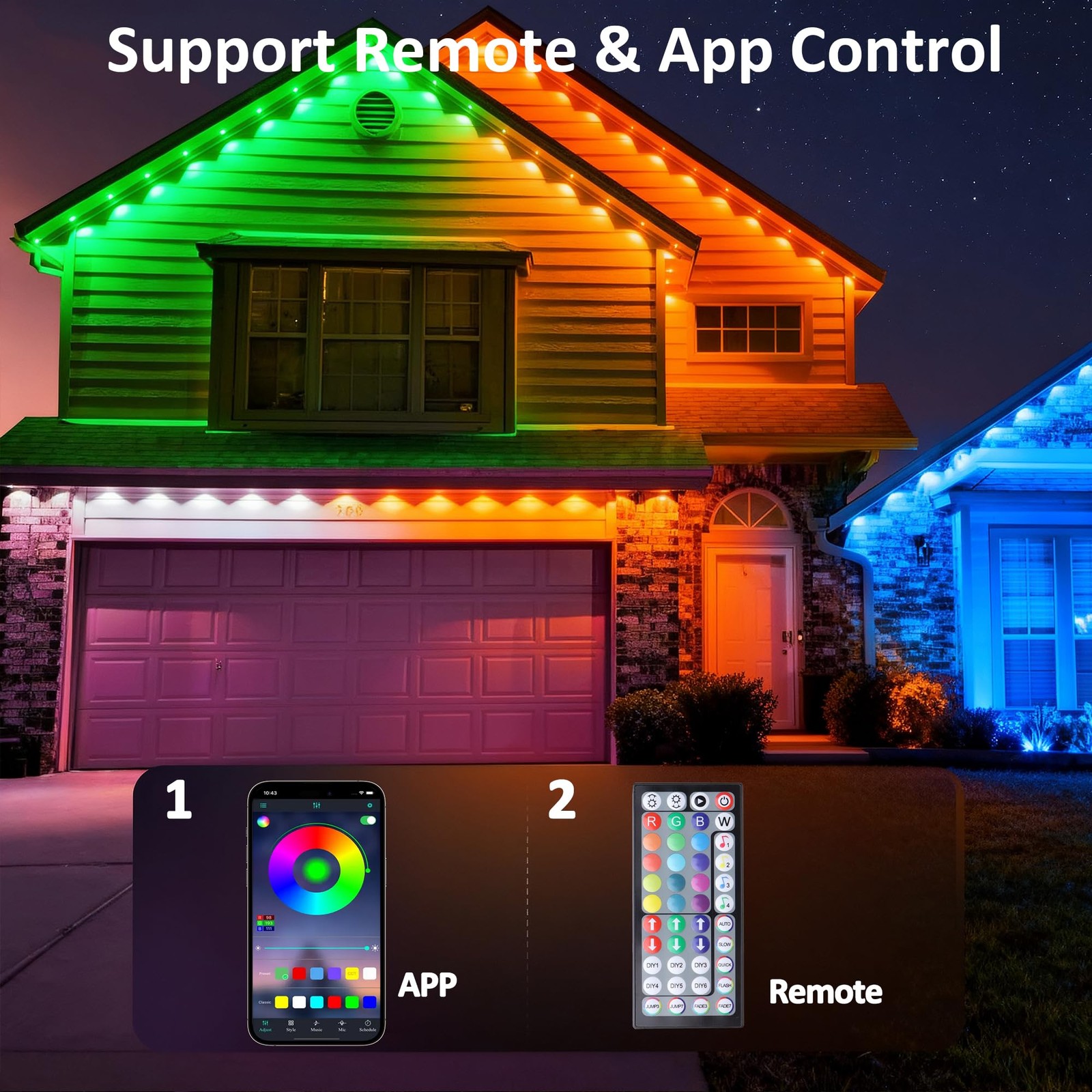 98FT Permanent Outdoor String Lights, RGB Multicolor Eaves Lights with APP & ...