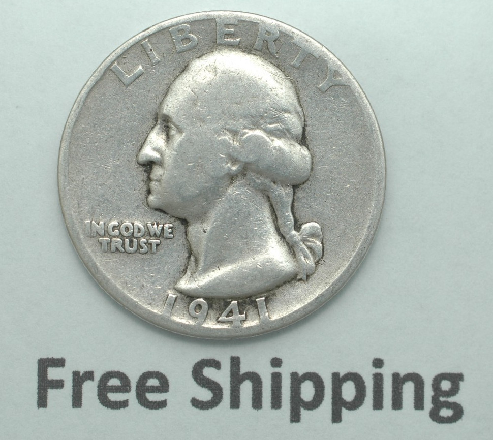 1941 S Washington 90% Silver Quarter San Francisco Mint Mark Free Shipping