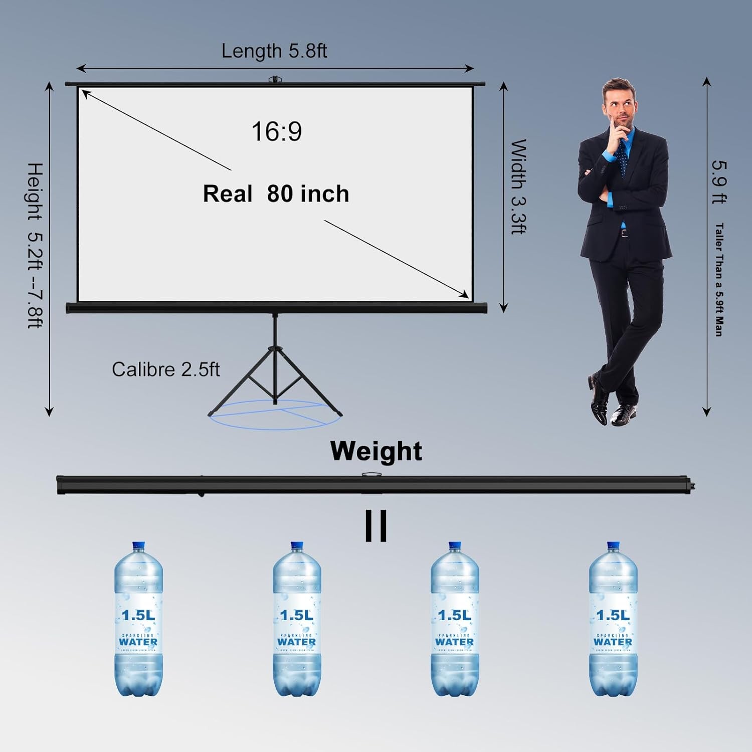 Outdoor Projector Screen with Stand Tripod, Indoor Pull Up Portable...