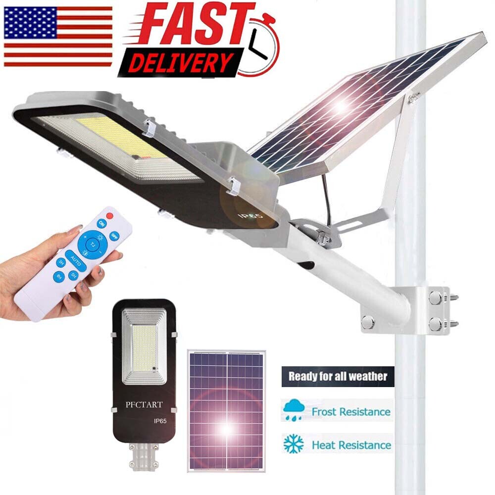 Outdoor Commercial Solar Street Flood Light LED Lamp Area Dusk To Dawn Wall Lamp