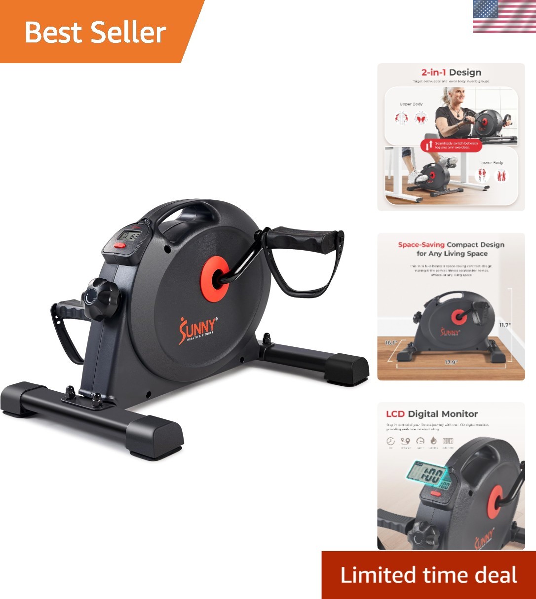 Low-Impact Bike Exerciser with SunnyFit App – Perfect for Any Workspace