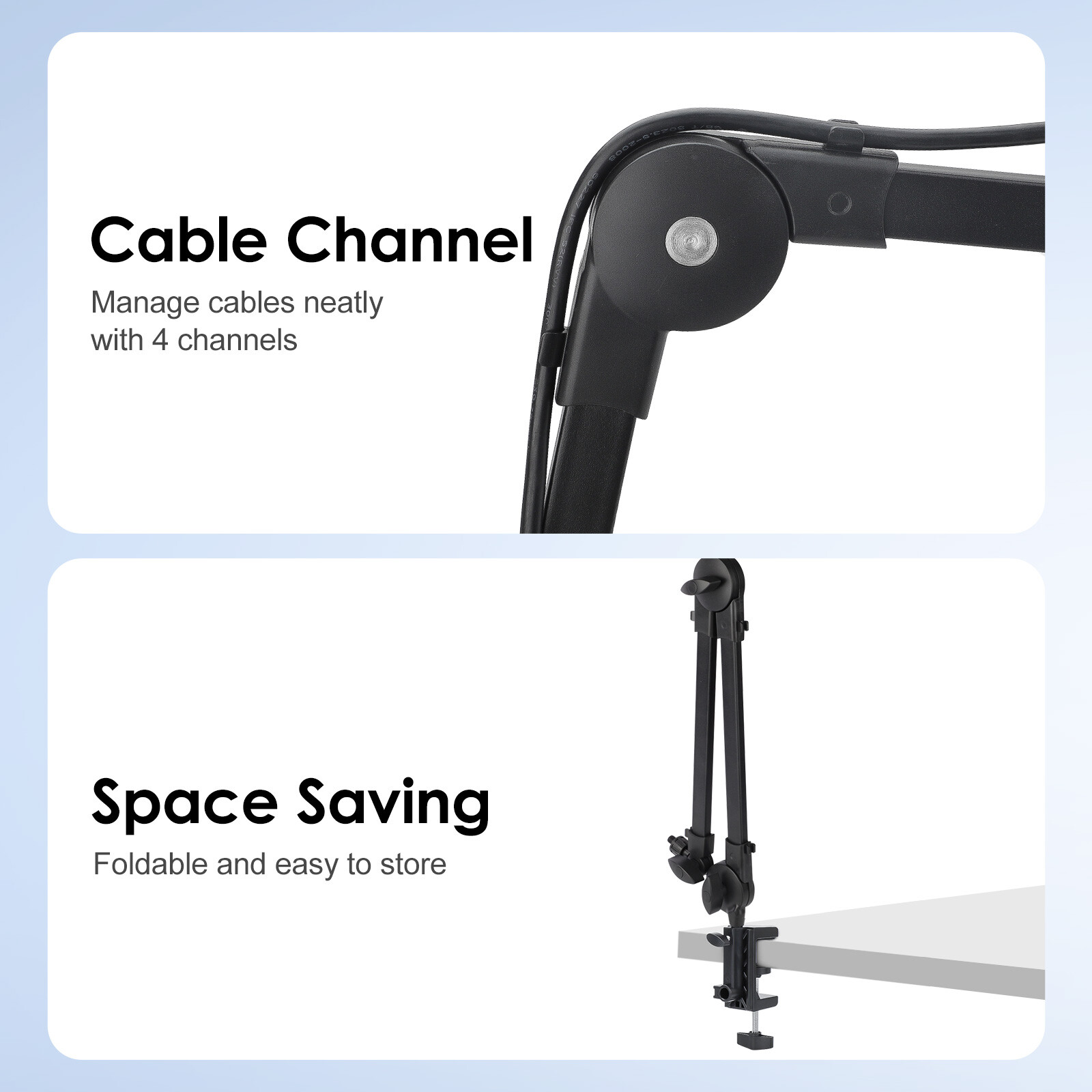 Microphone Boom Arm with Desk Mount 360° Rotatable Adjustable Studio Mic Stand