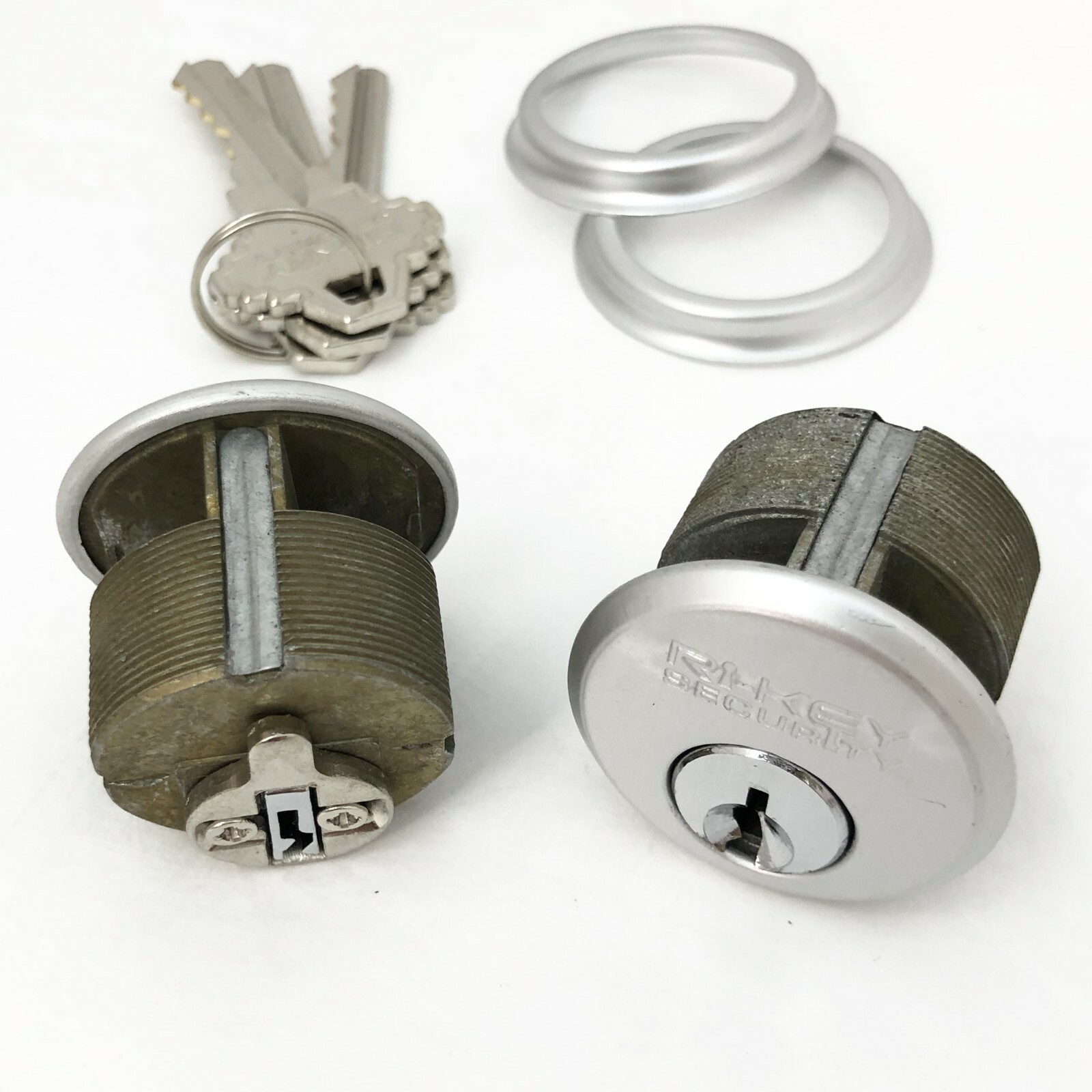 2 Mortise Lock Cylinders 1" for Store Front Door Adams Rite Brass with 3 Keys
