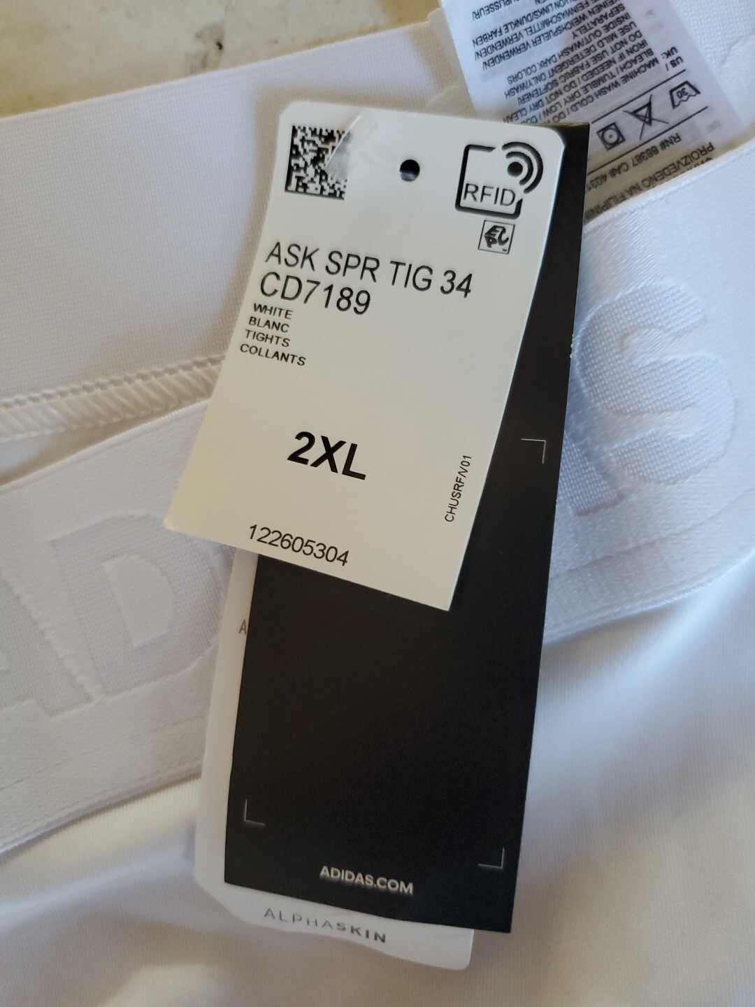 Adidas Alphaskin CD7189 White 2XL Base Layer Pants Performance Layer