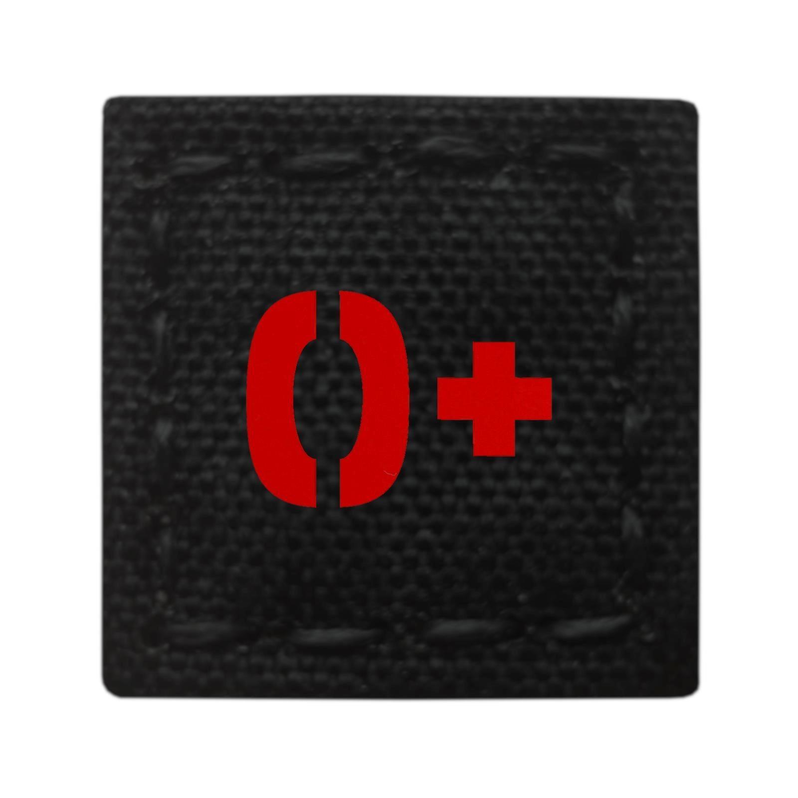 micro patch 1x1 OPOS blood type o+ black on red reflective morale IFF tactical