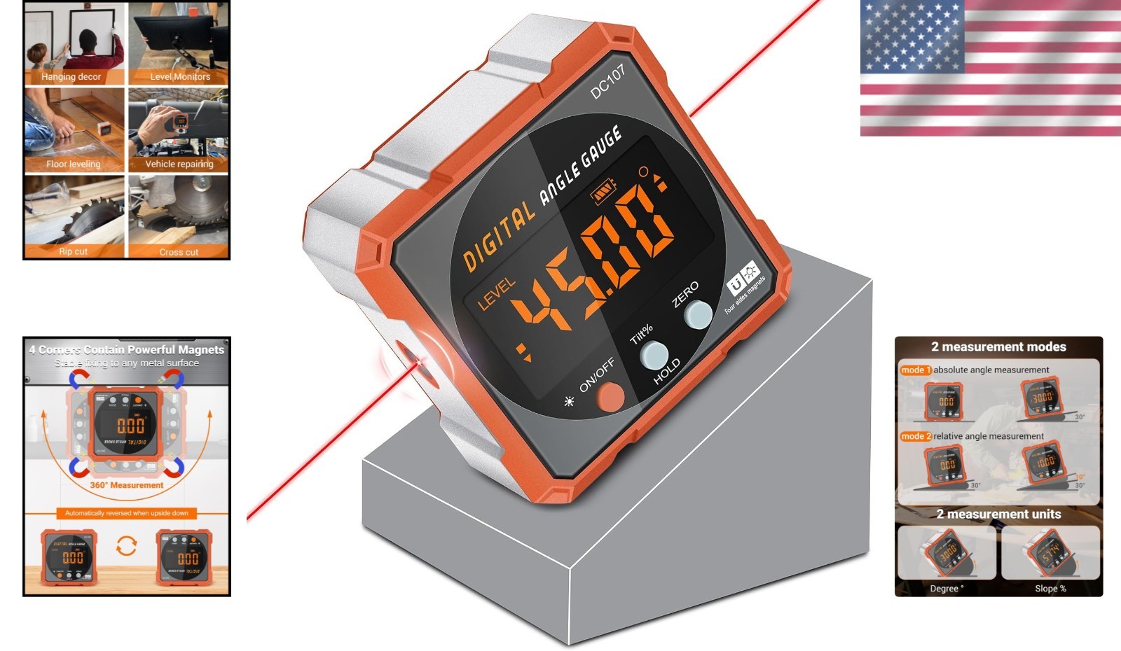 Compact Digital Level with Magnetic Base - Perfect for Home and Professional Use