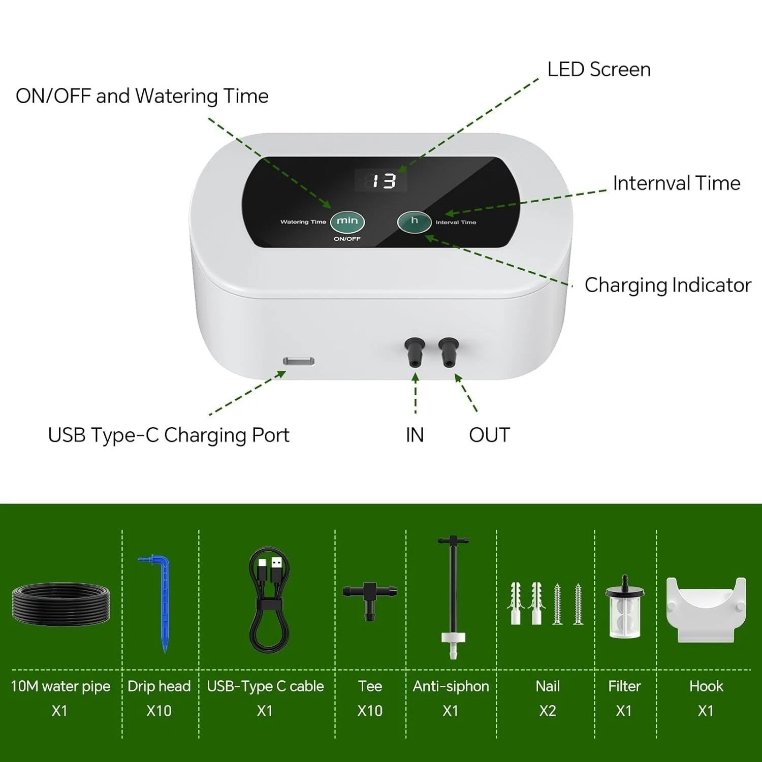 Automatic Plant Watering System - Auto Timer for Indoor/Outdoor Potted Plants